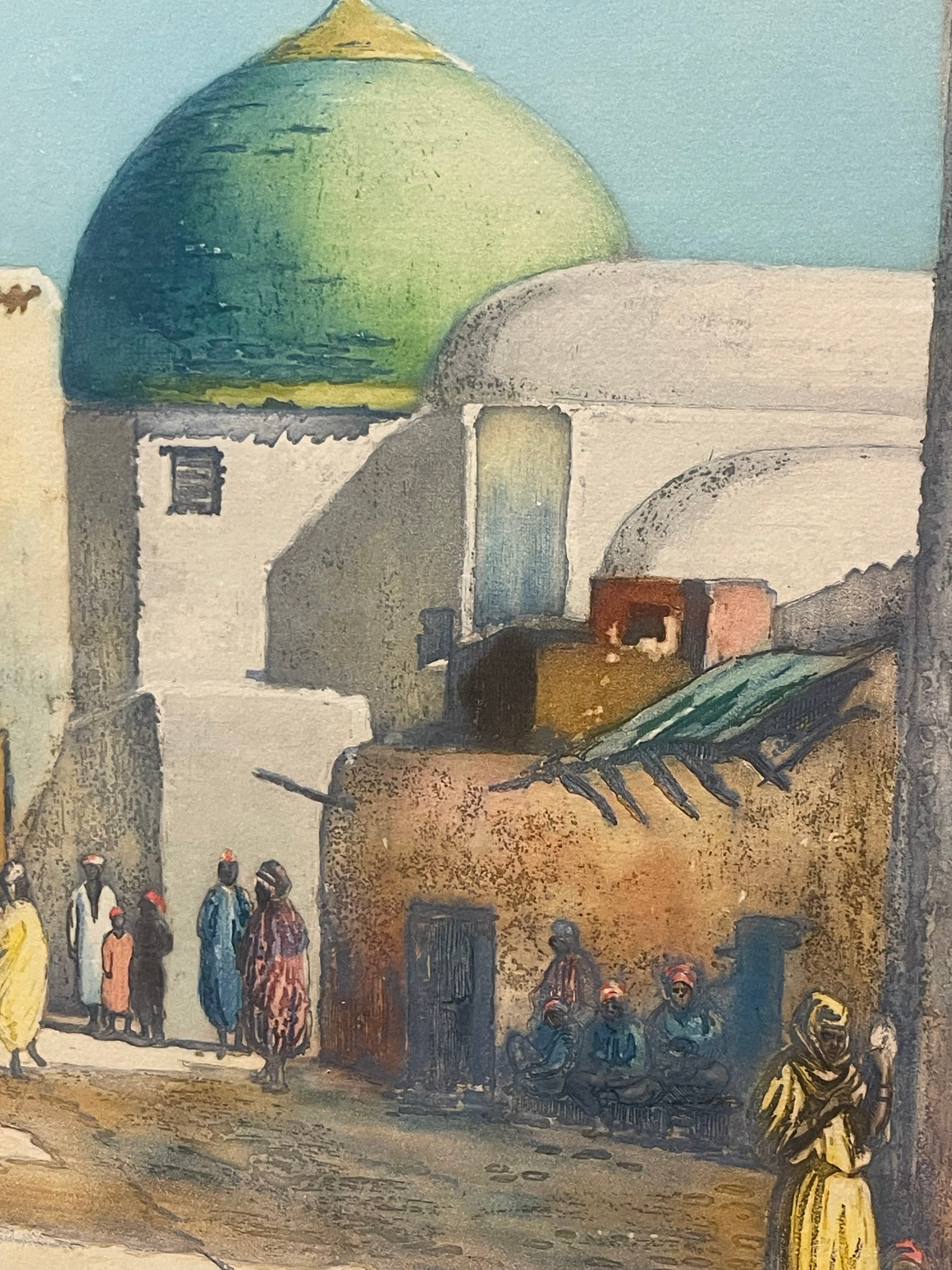An Orientalist Watercolor Accent Lithograph Signed & Numbered