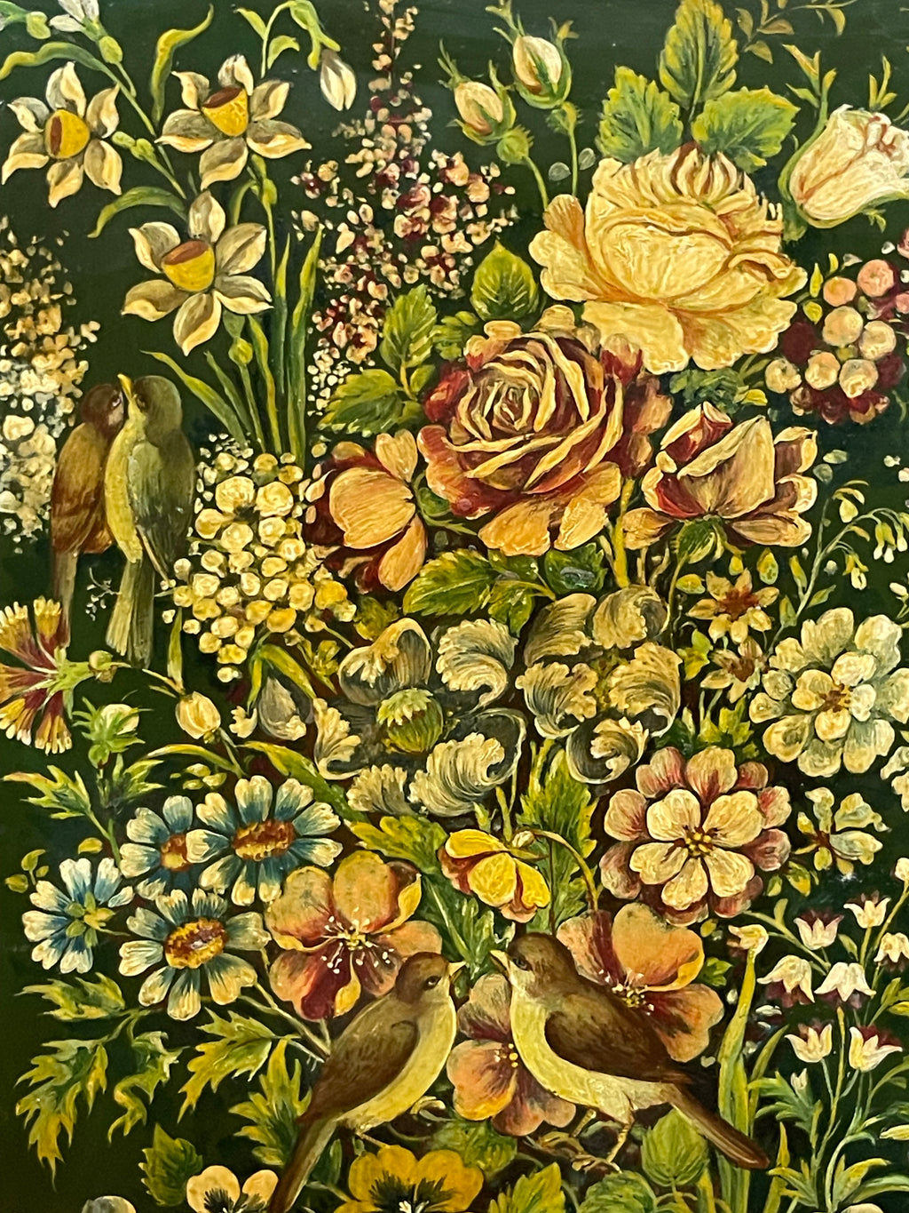 An Islamic Persian Oil on Paper Mache Book Cover Painting