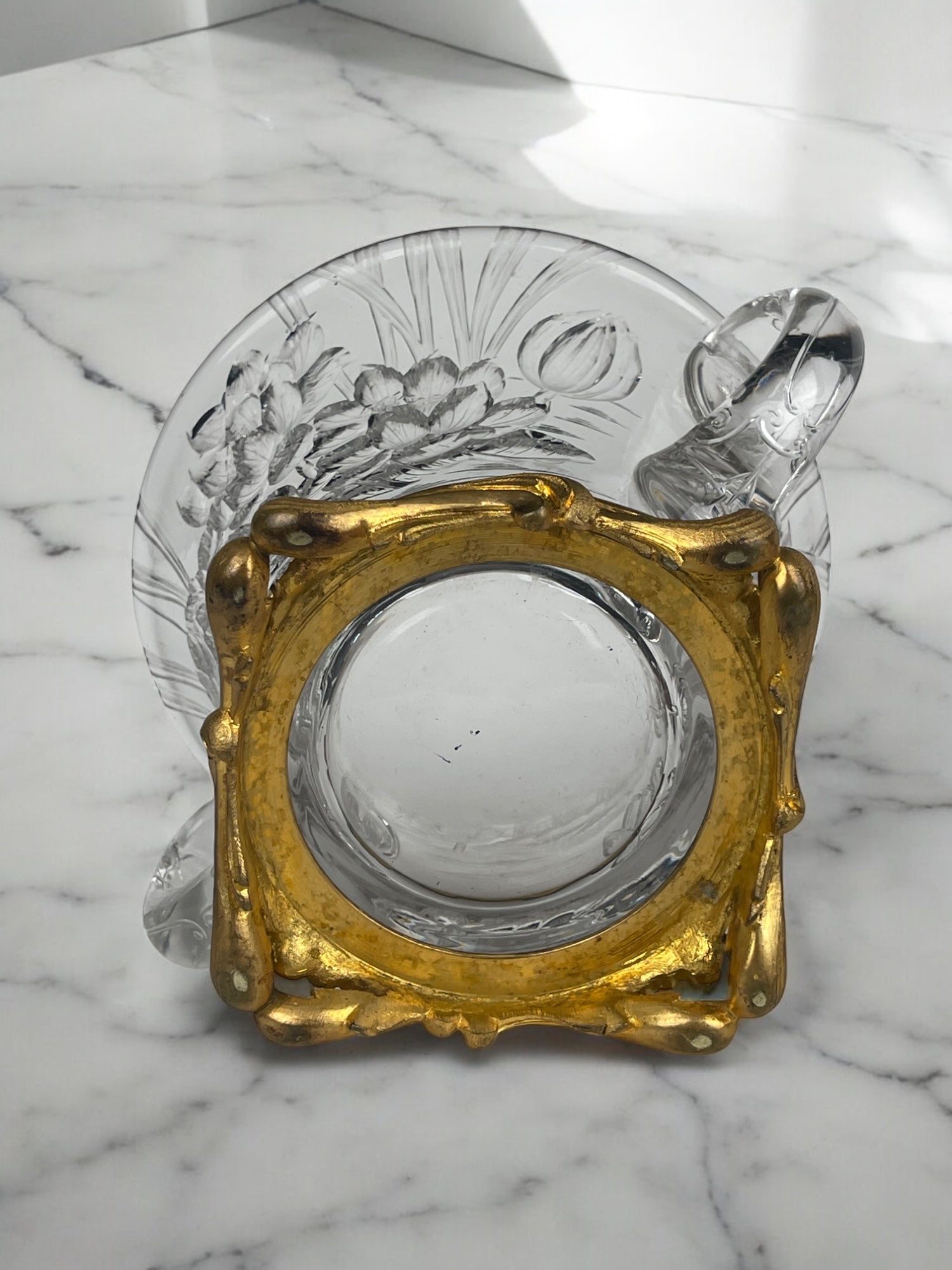 19th Century French Hand Carved Crystal Mounted On Ormolu Vase By Escalier De Cr