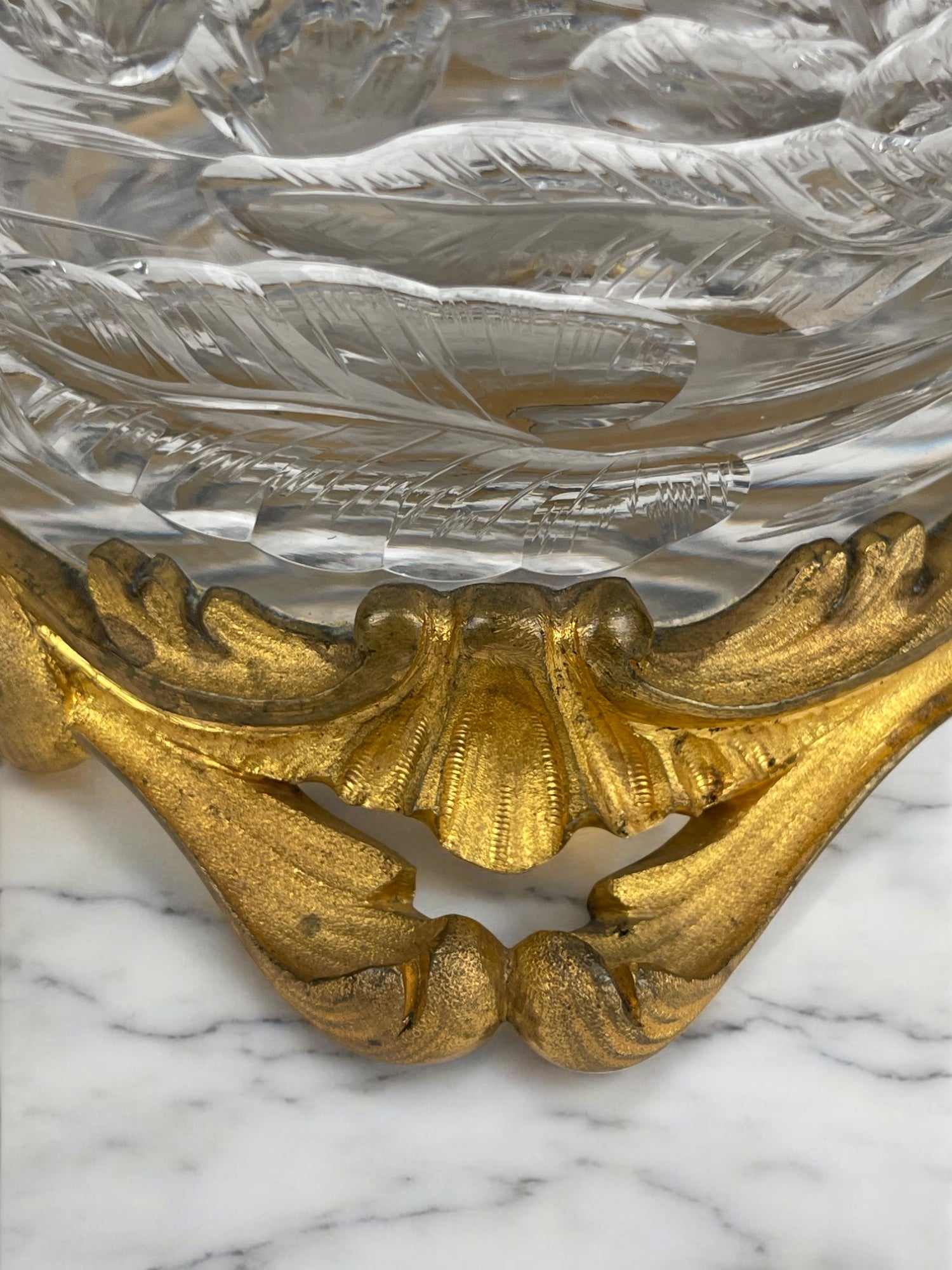 19th Century French Hand Carved Crystal Mounted On Ormolu Vase By Escalier De Cr