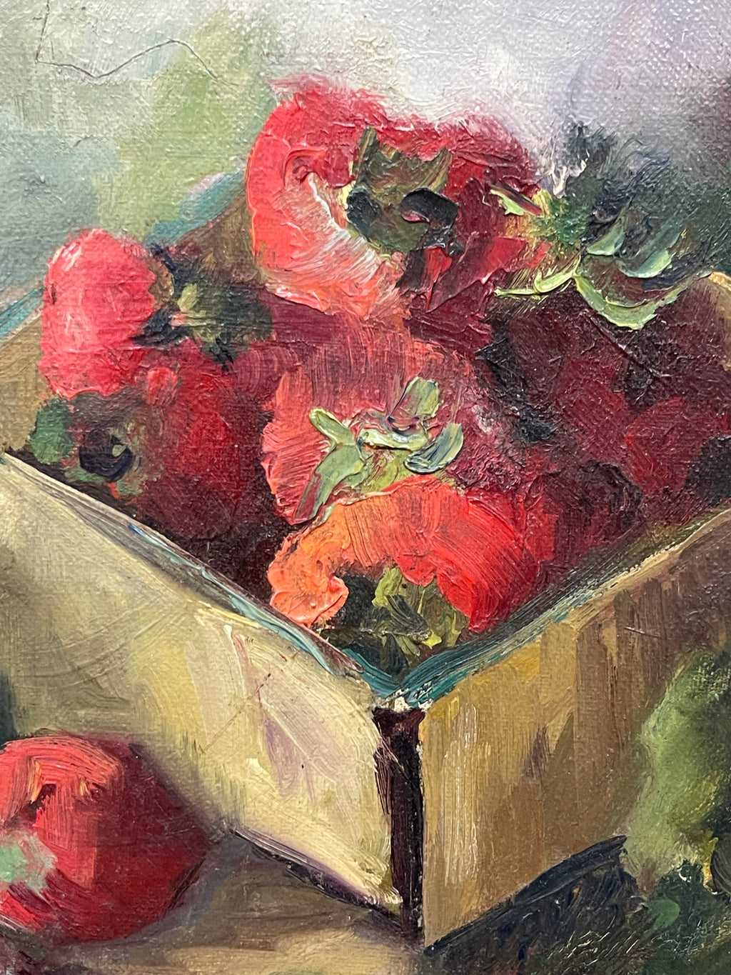An Oil on Board Still-Life Painting Set in a Ornate Frame By Marjorie Martin