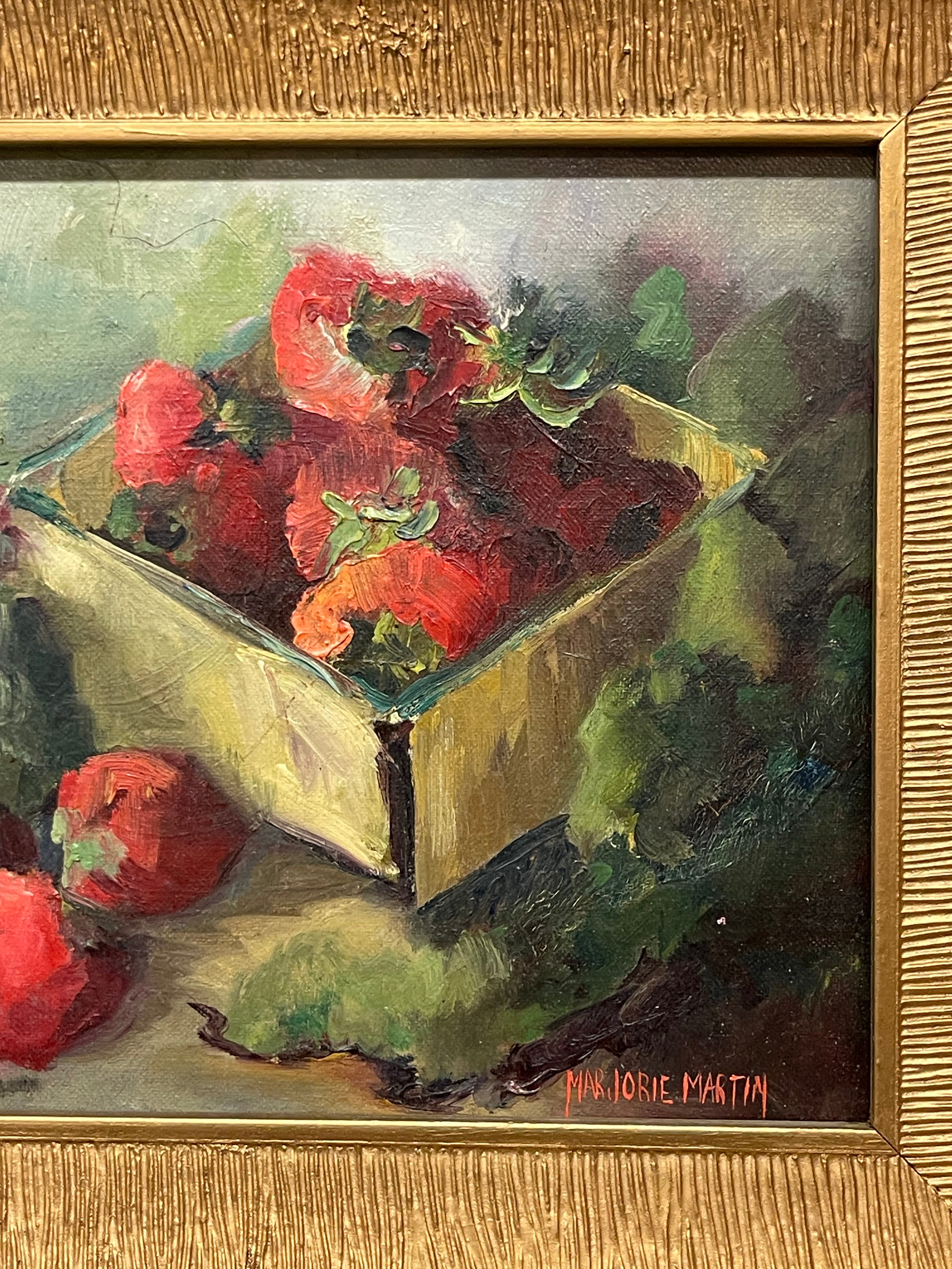 An Oil on Board Still-Life Painting Set in a Ornate Frame By Marjorie Martin