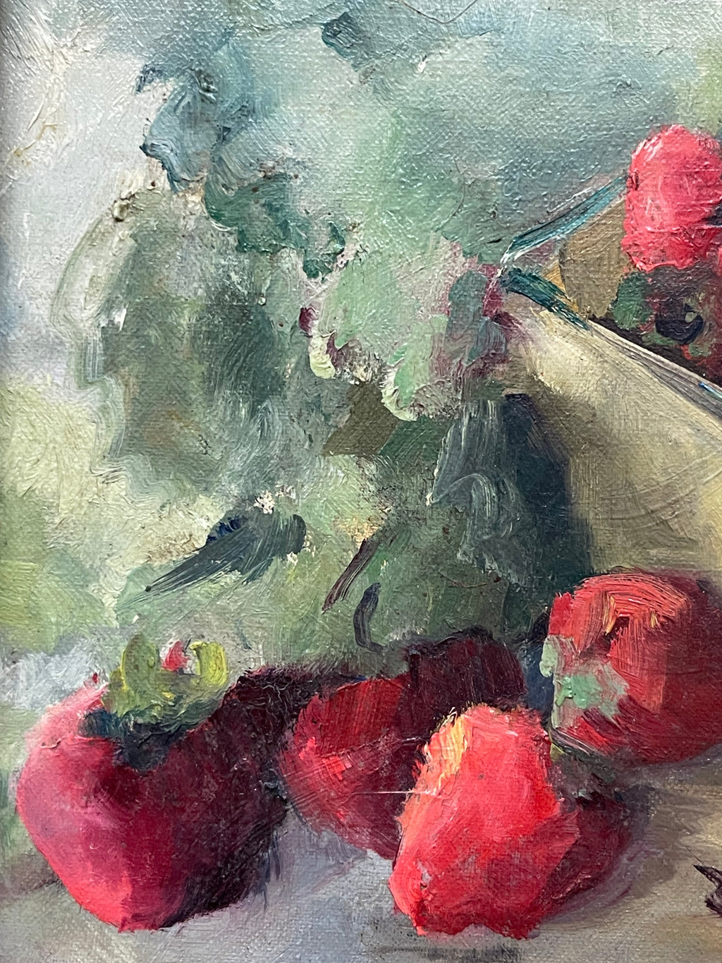 An Oil on Board Still-Life Painting Set in a Ornate Frame By Marjorie Martin