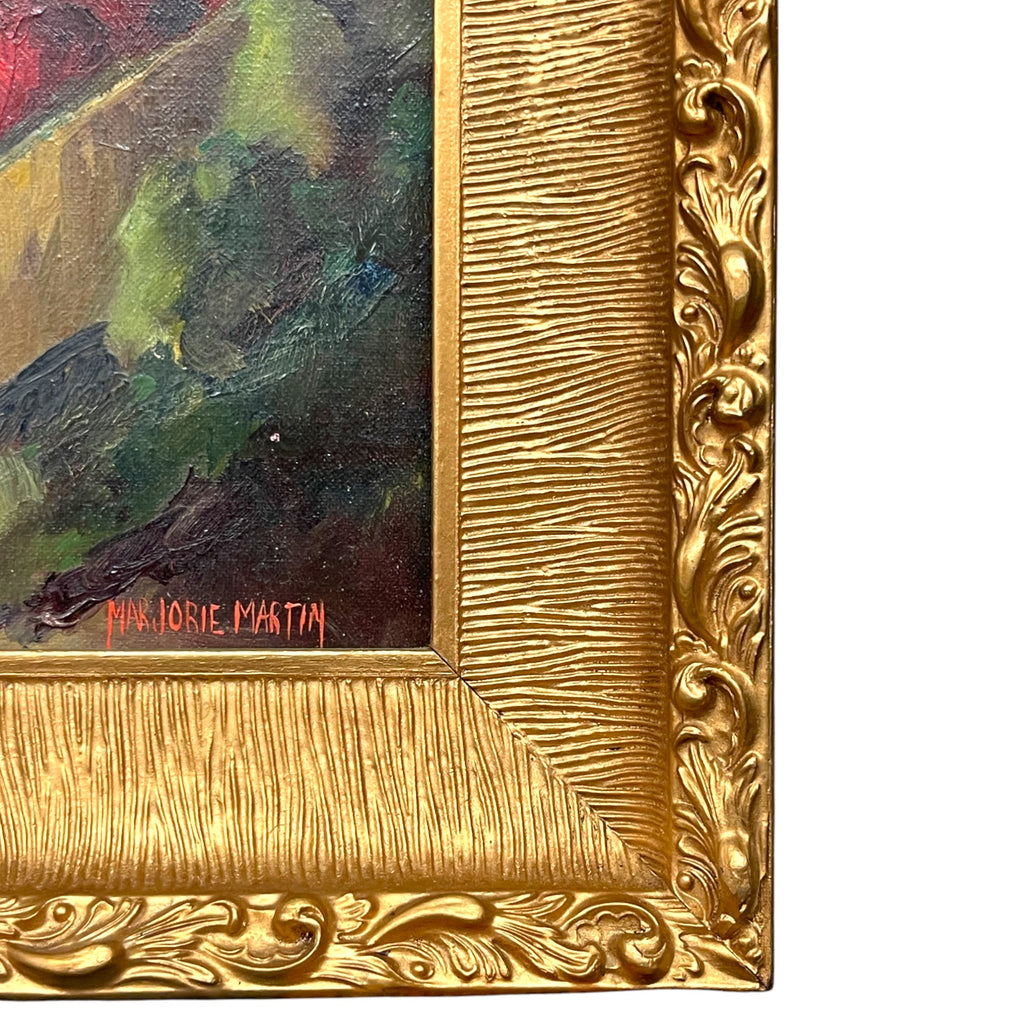 An Oil on Board Still-Life Painting Set in a Ornate Frame By Marjorie Martin