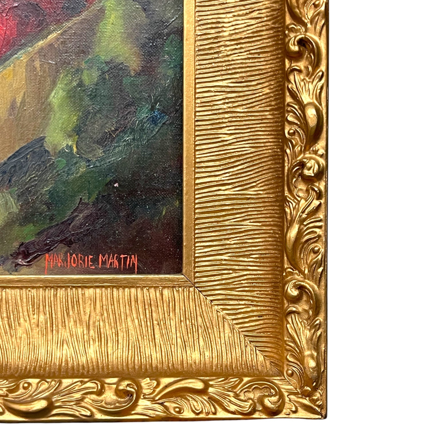An Oil on Board Still-Life Painting Set in a Ornate Frame By Marjorie Martin