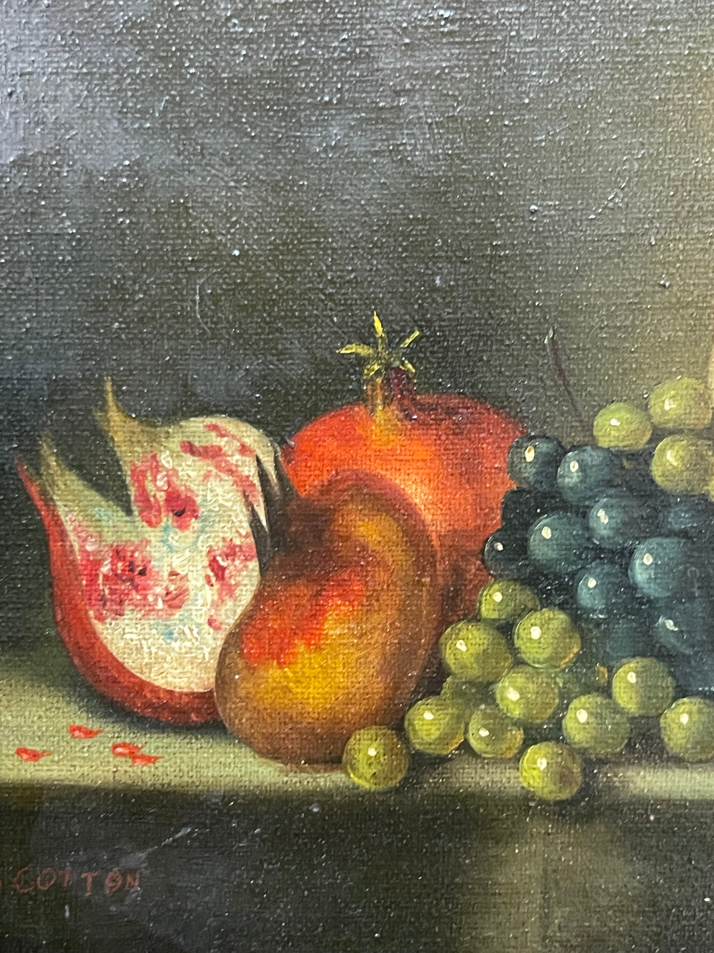 An Oil on Canvas Still-Life Painting Signed By Cotton