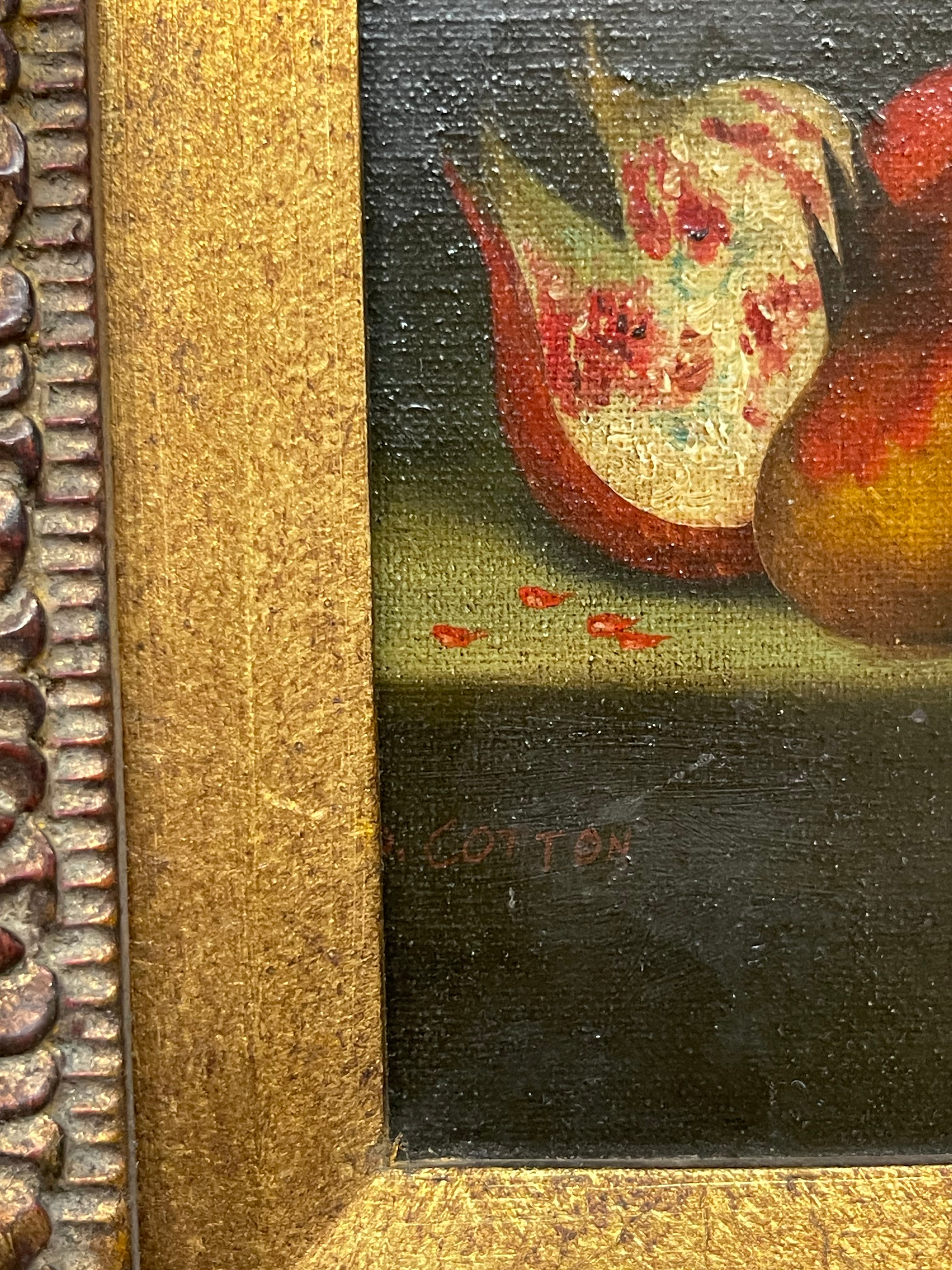 An Oil on Canvas Still-Life Painting Signed By Cotton