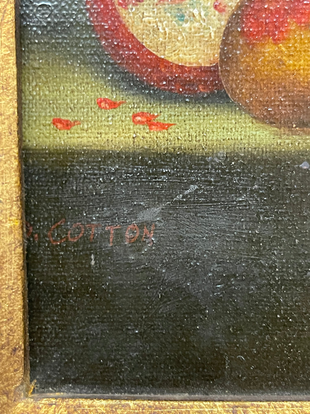 An Oil on Canvas Still-Life Painting Signed By Cotton