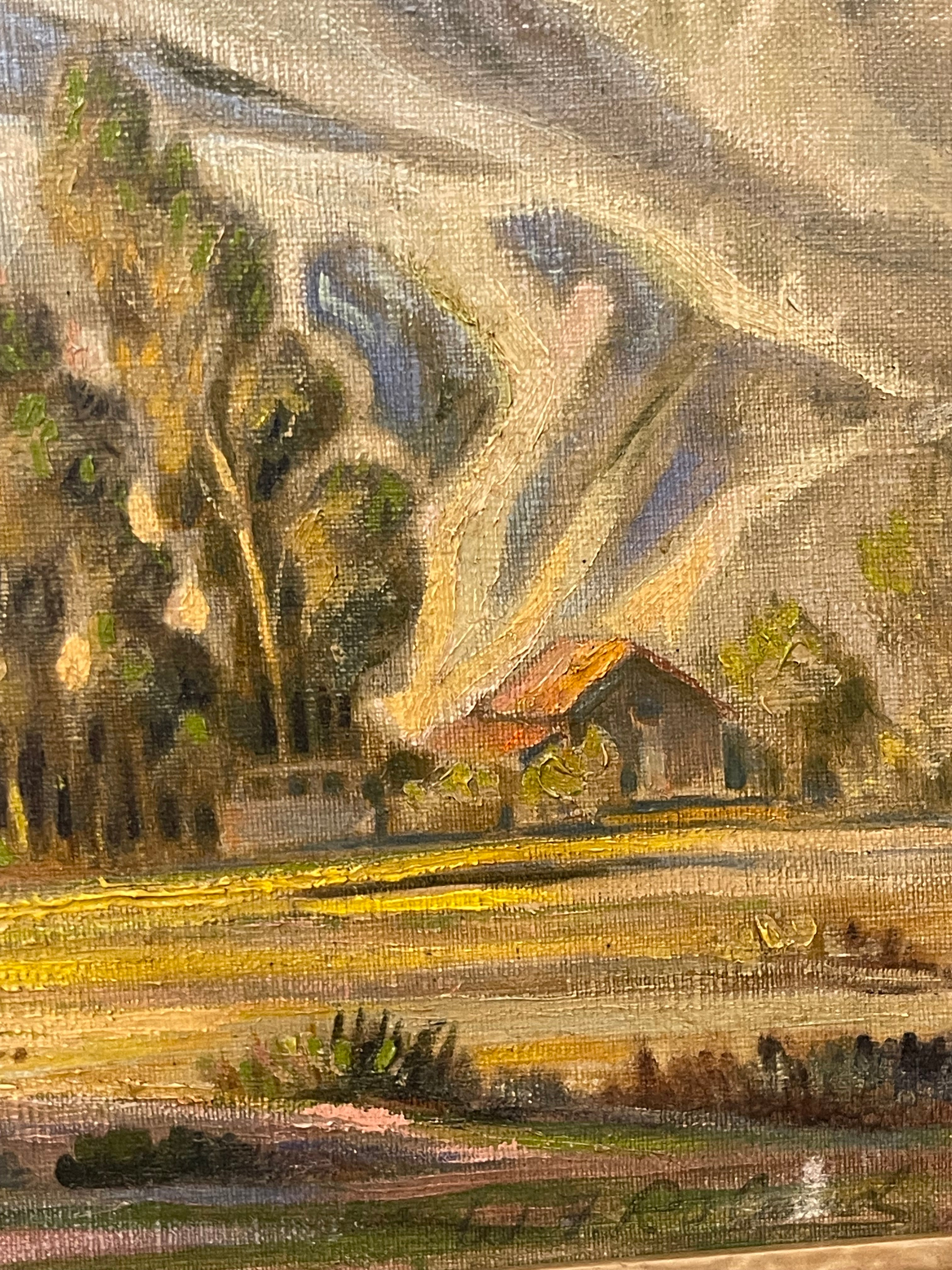 An Oil on Canvas Painting Depicting a Landscape By W. J. Roland