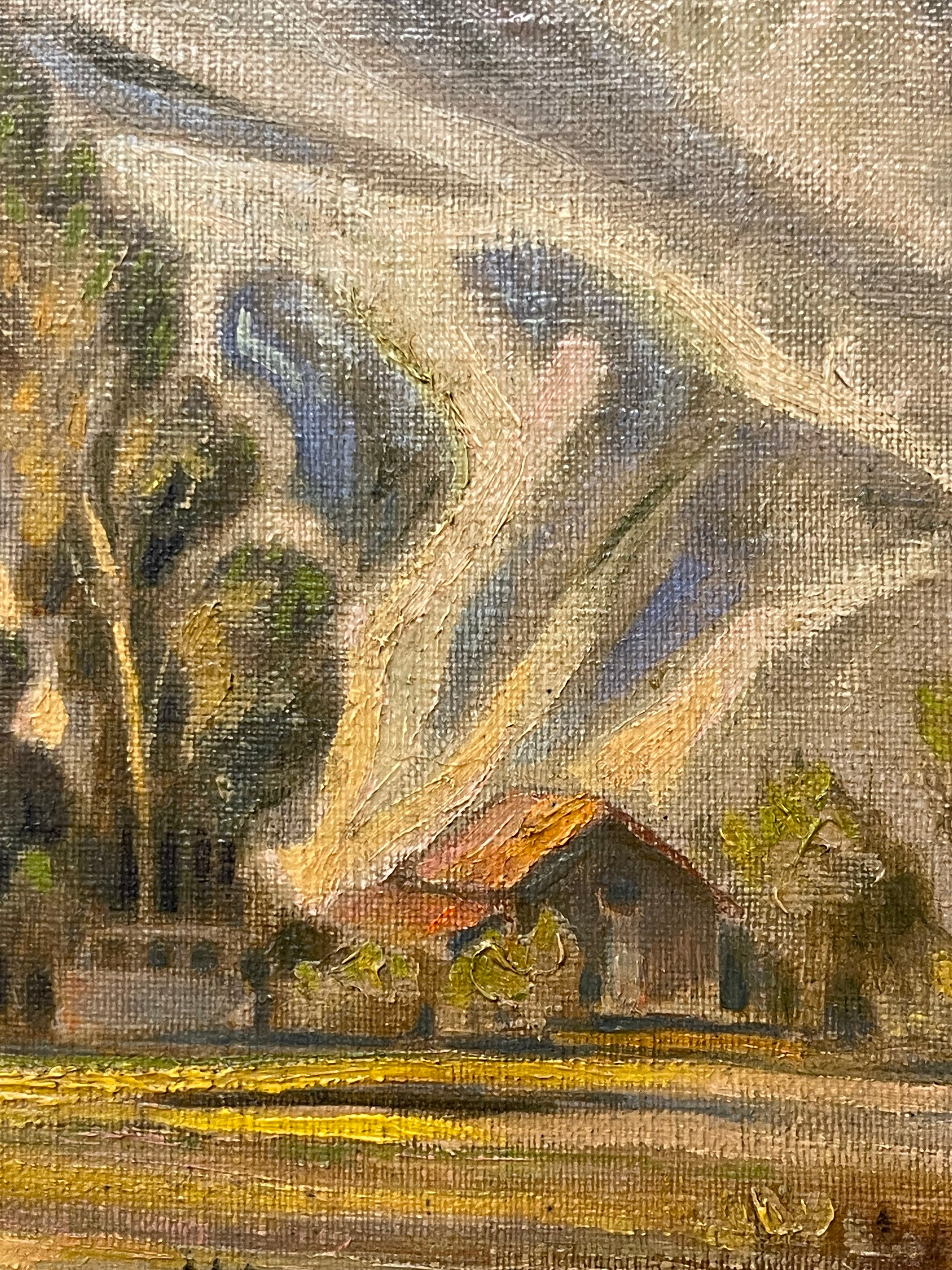An Oil on Canvas Painting Depicting a Landscape By W. J. Roland