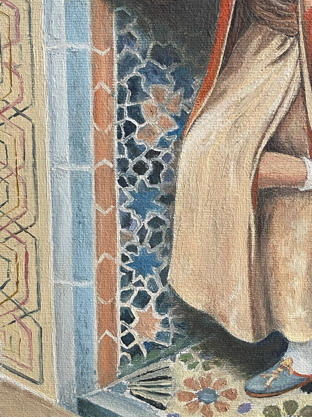 A Middle Eastern Orientalist Oil on Canvas Painting of an Arab Man