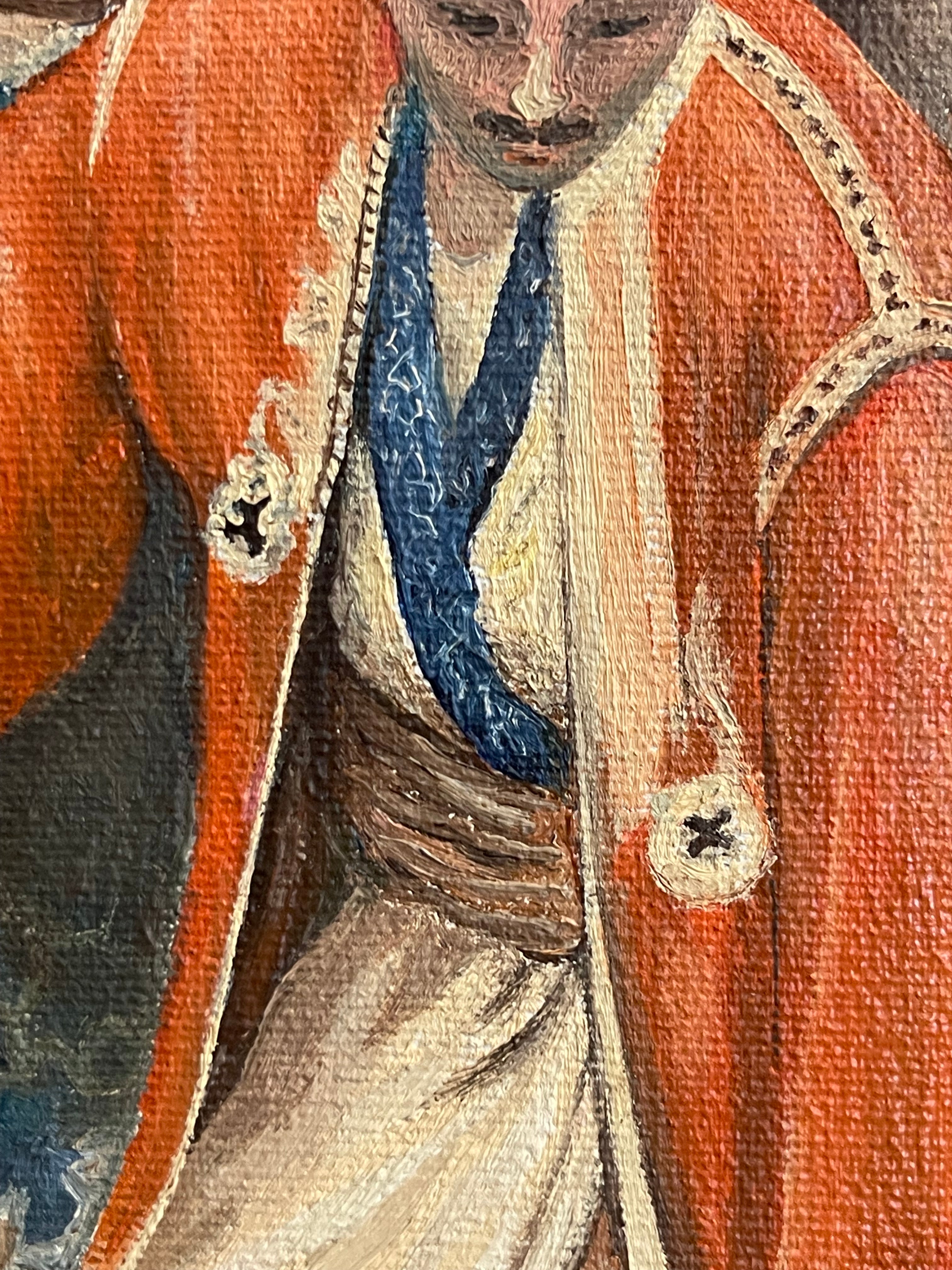 A Middle Eastern Orientalist Oil on Canvas Painting of an Arab Man