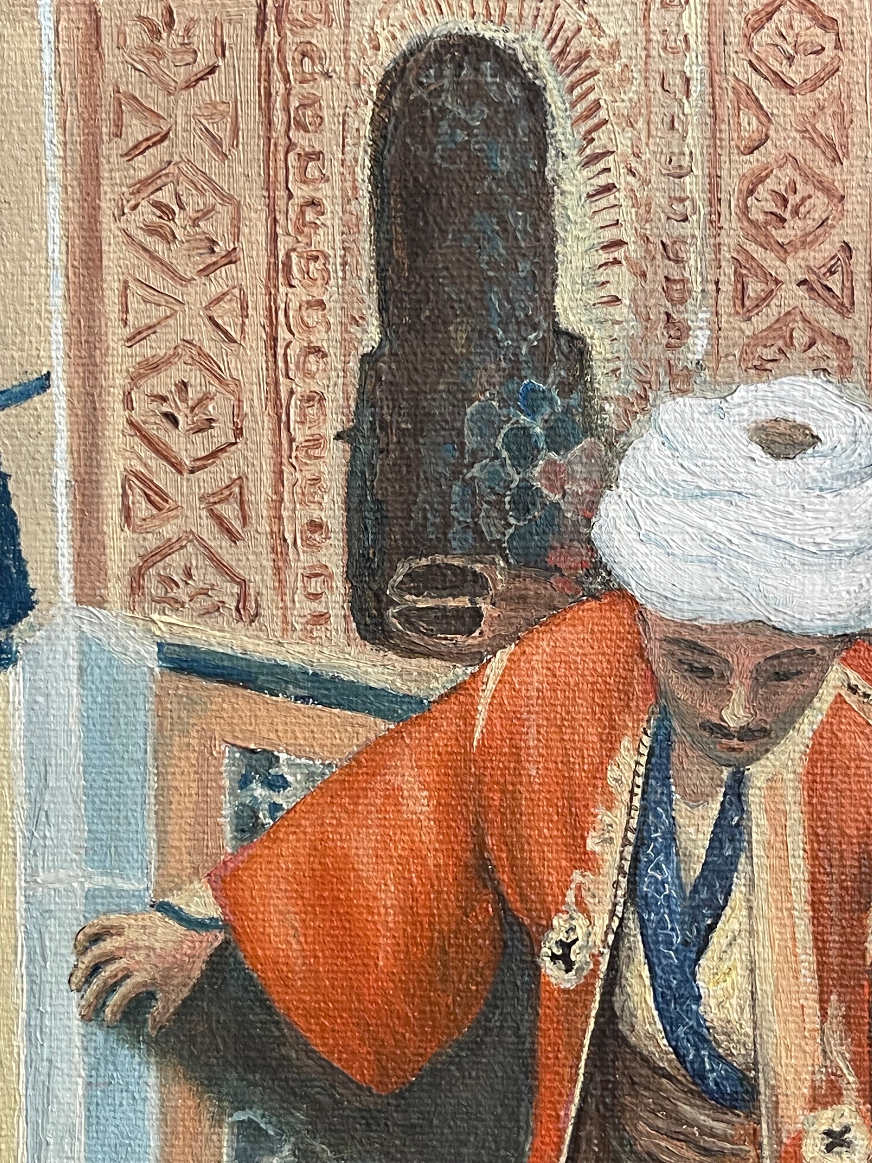 A Middle Eastern Orientalist Oil on Canvas Painting of an Arab Man
