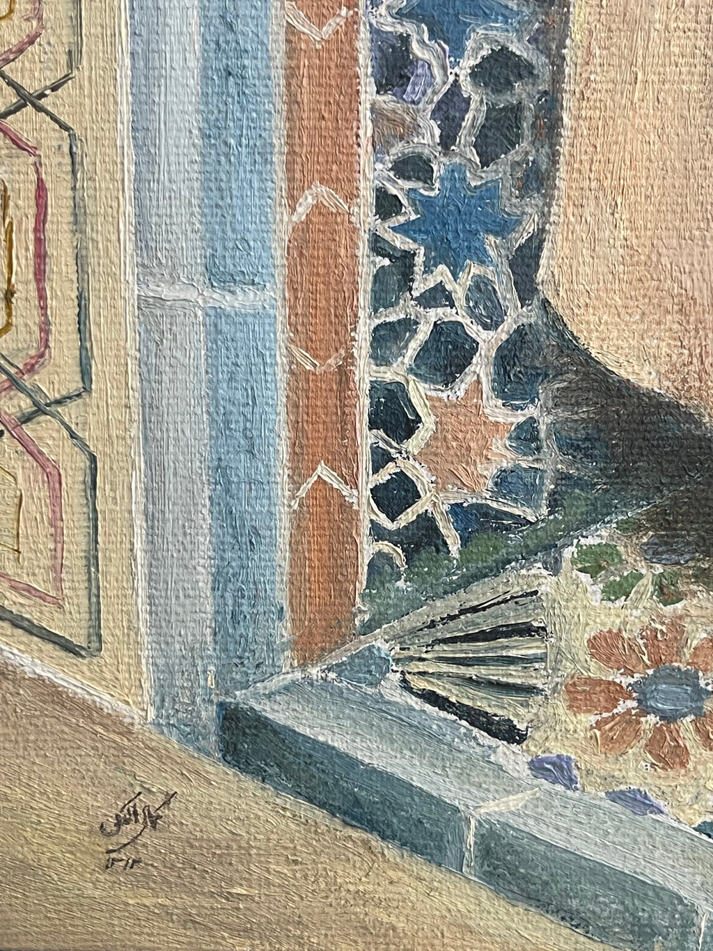 A Middle Eastern Orientalist Oil on Canvas Painting of an Arab Man