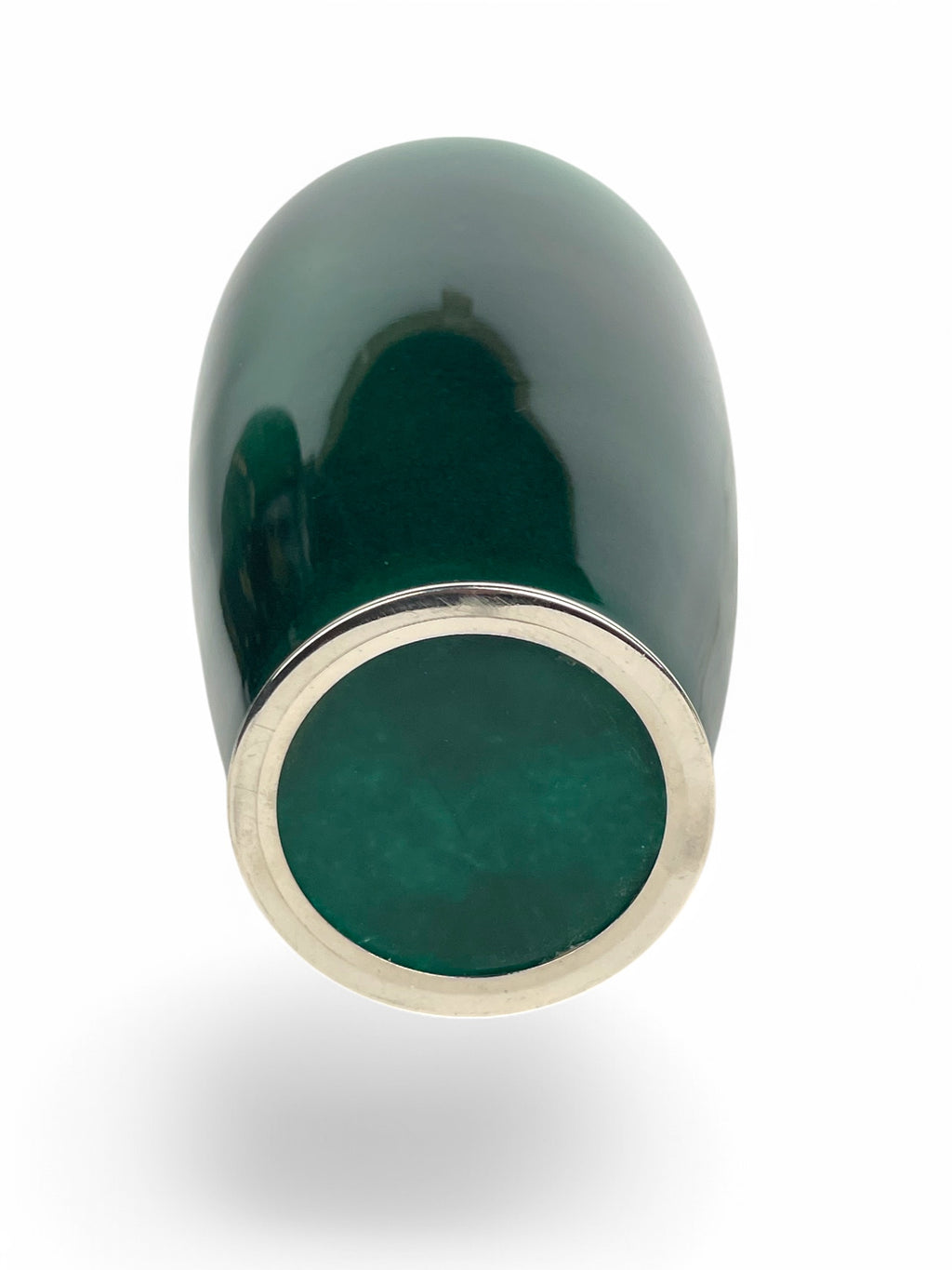 A Japanese Meiji Silver Mounted Green Cloud Enamel Vase