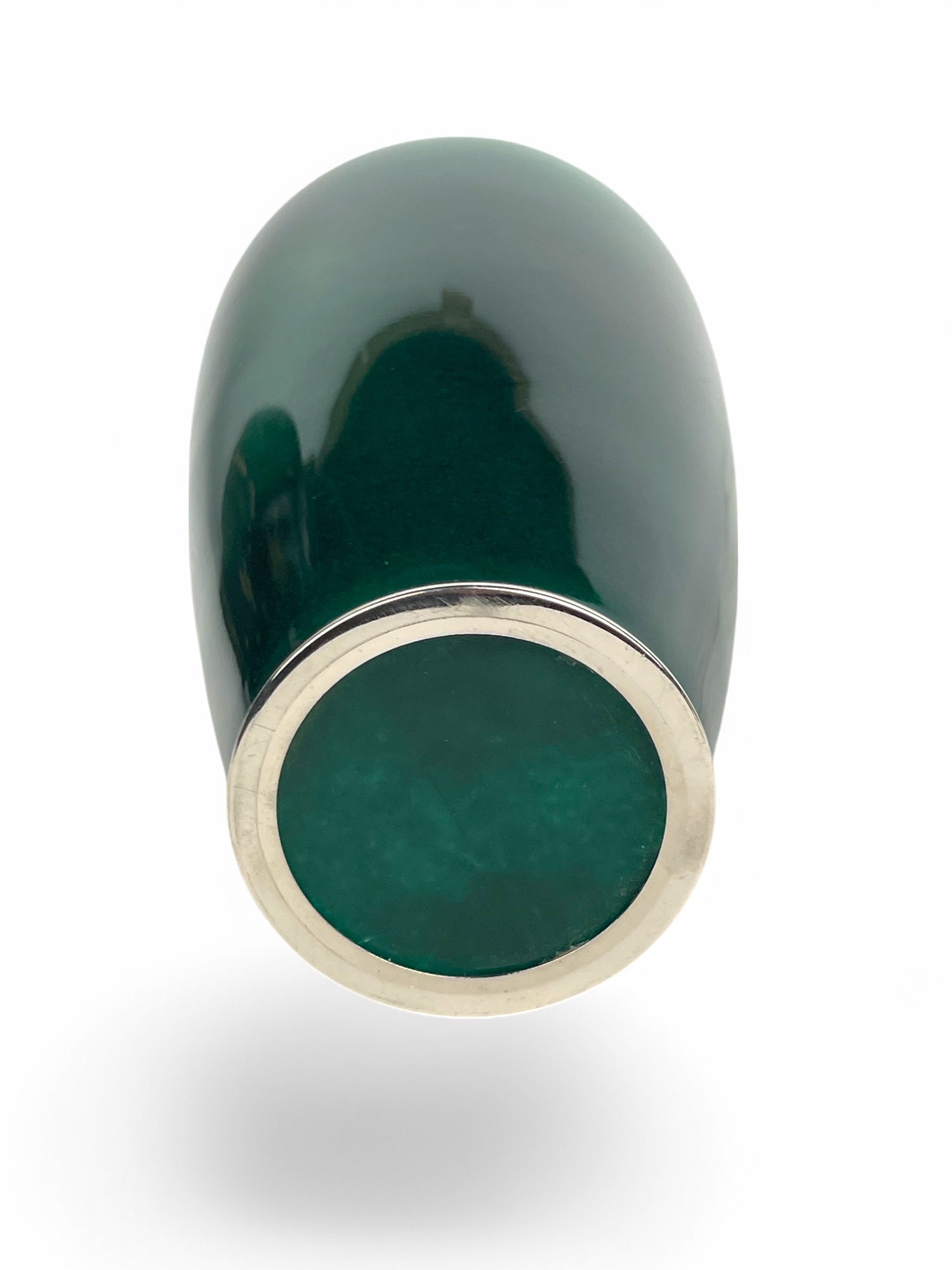 A Japanese Meiji Silver Mounted Green Cloud Enamel Vase