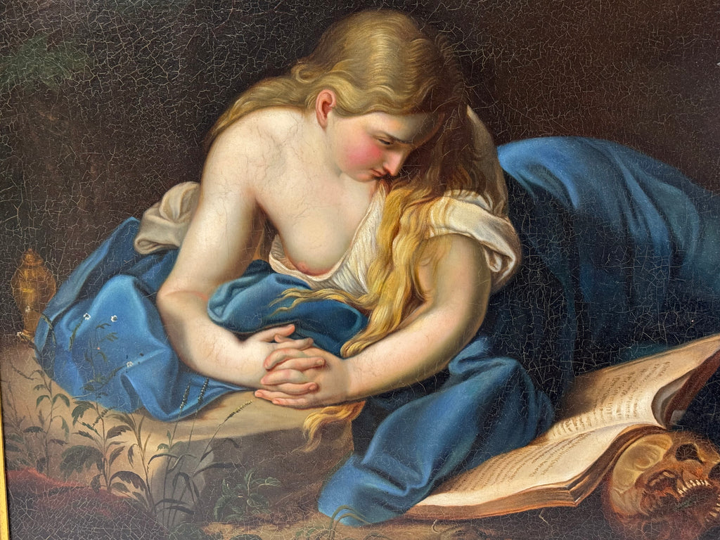 19th Century Oil on Canvas Painting of a Reclining Lady