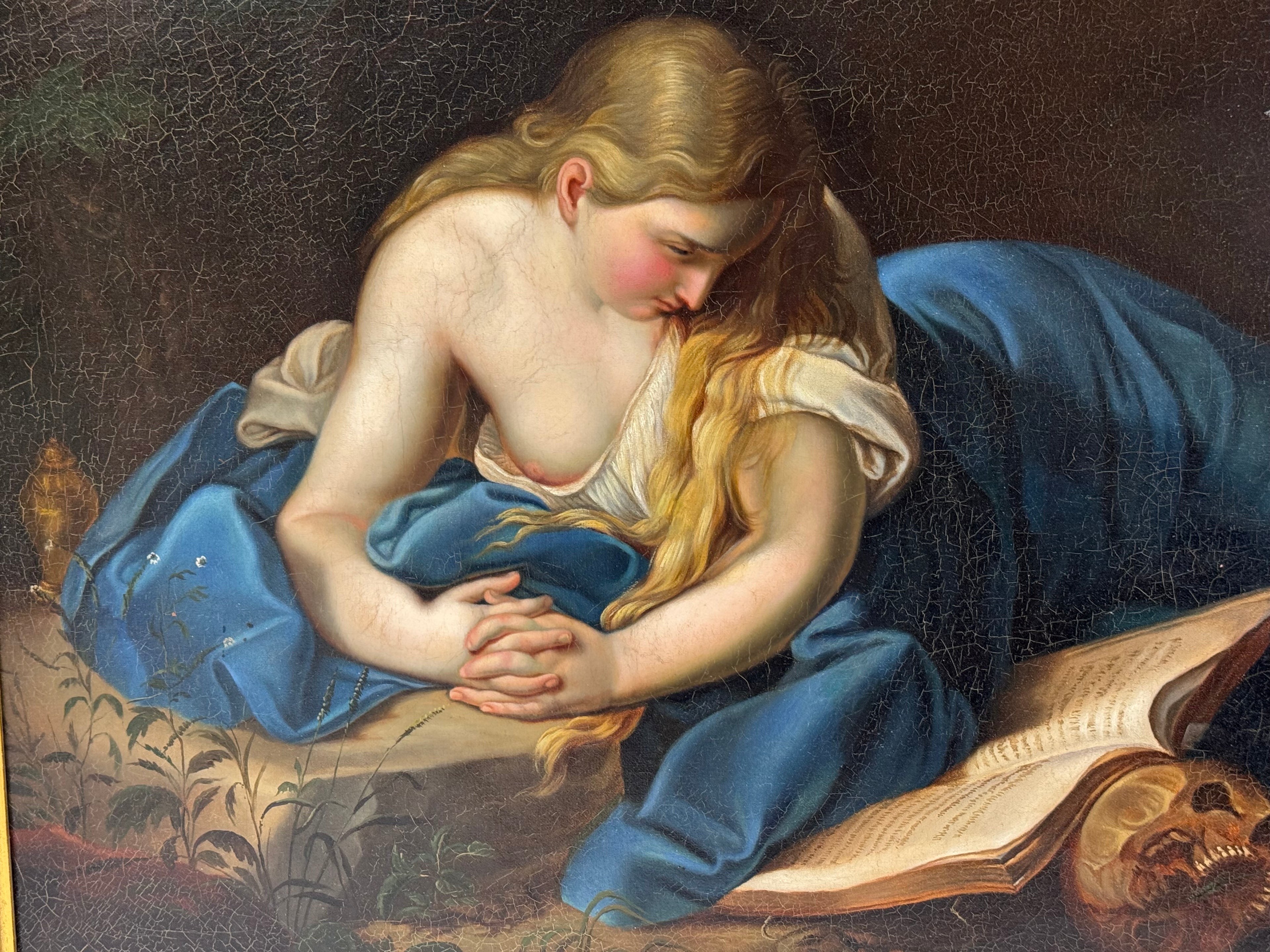 19th Century Oil on Canvas Painting of a Reclining Lady