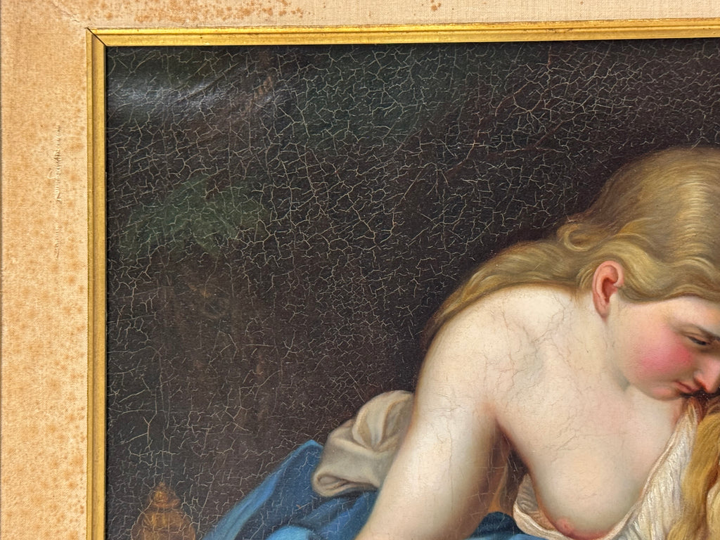 19th Century Oil on Canvas Painting of a Reclining Lady