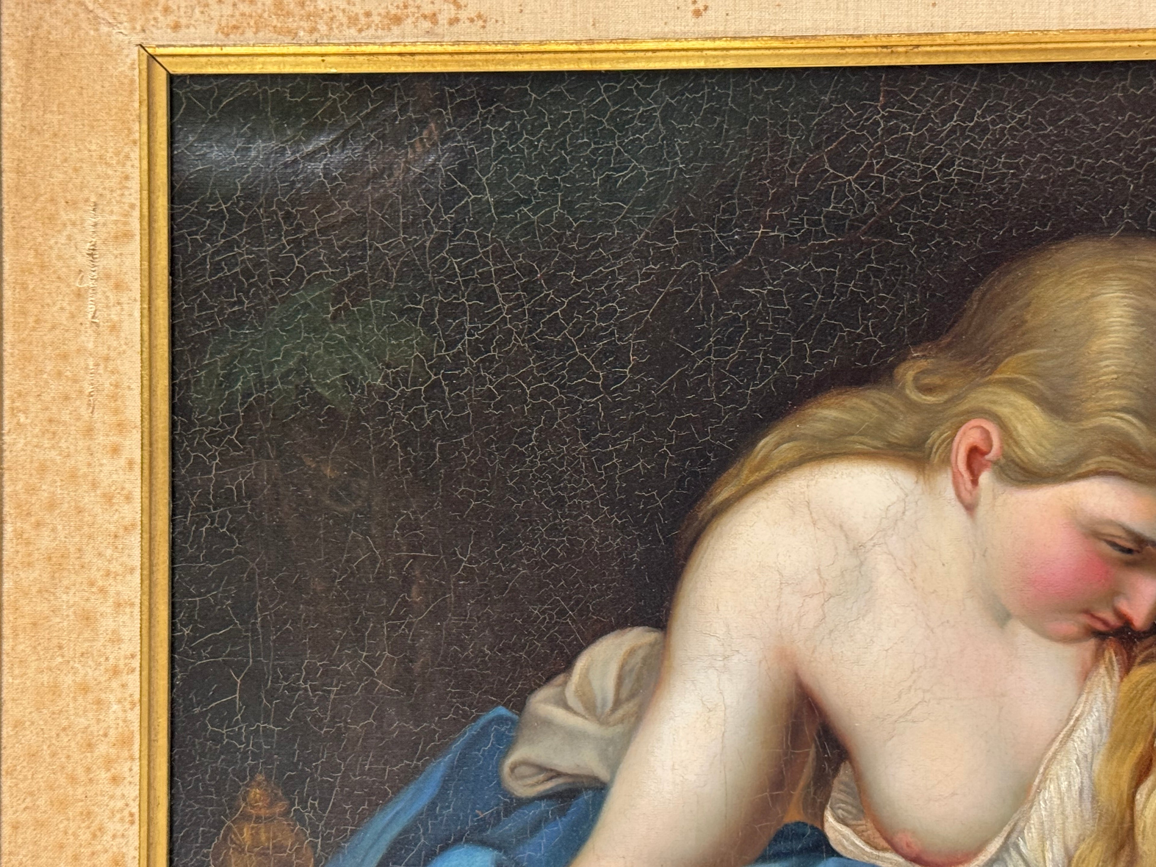 19th Century Oil on Canvas Painting of a Reclining Lady