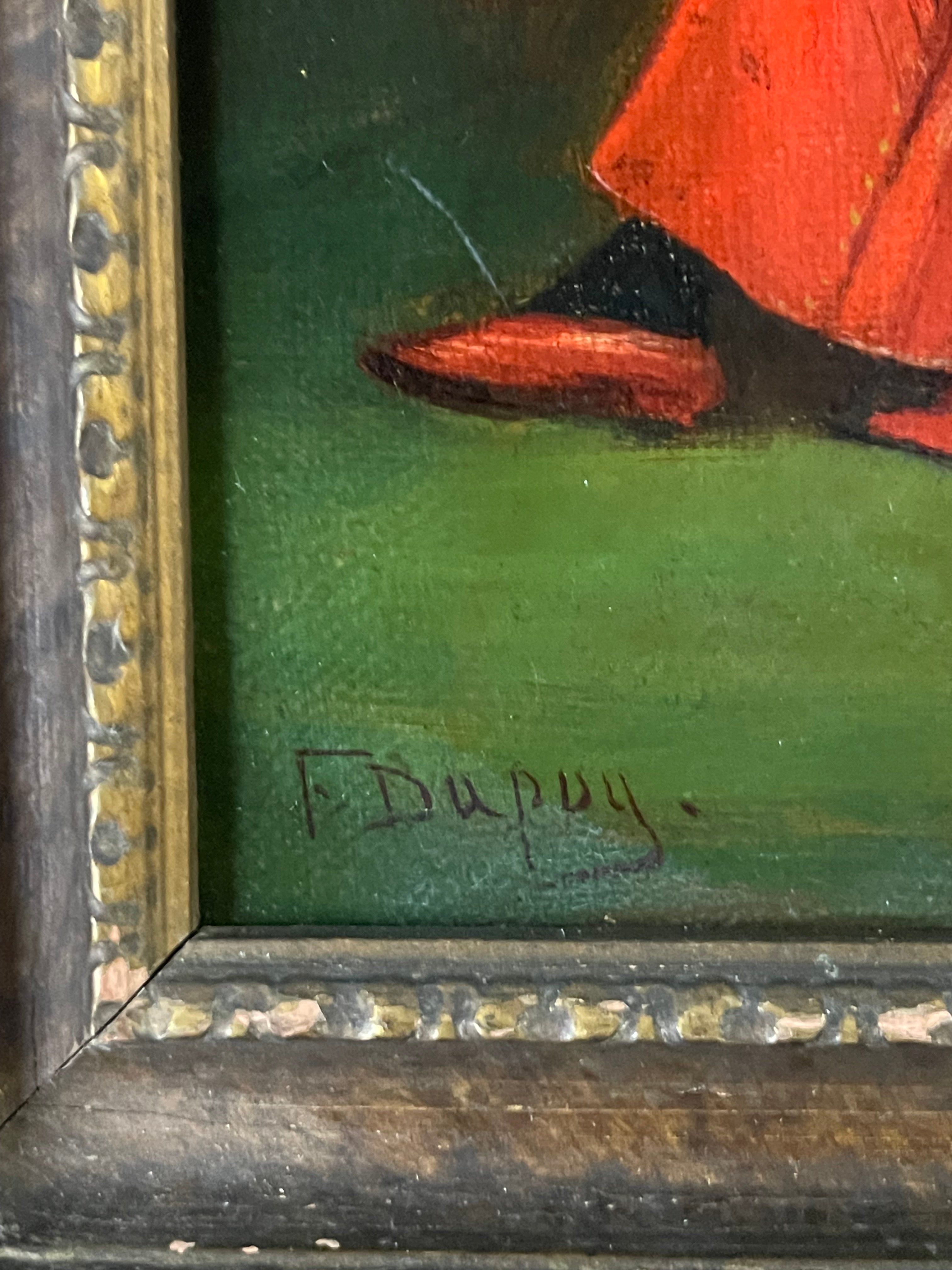 19th Century French Oil on Canvas Painting of a Cardinal’s Tea Time By F. Dupey