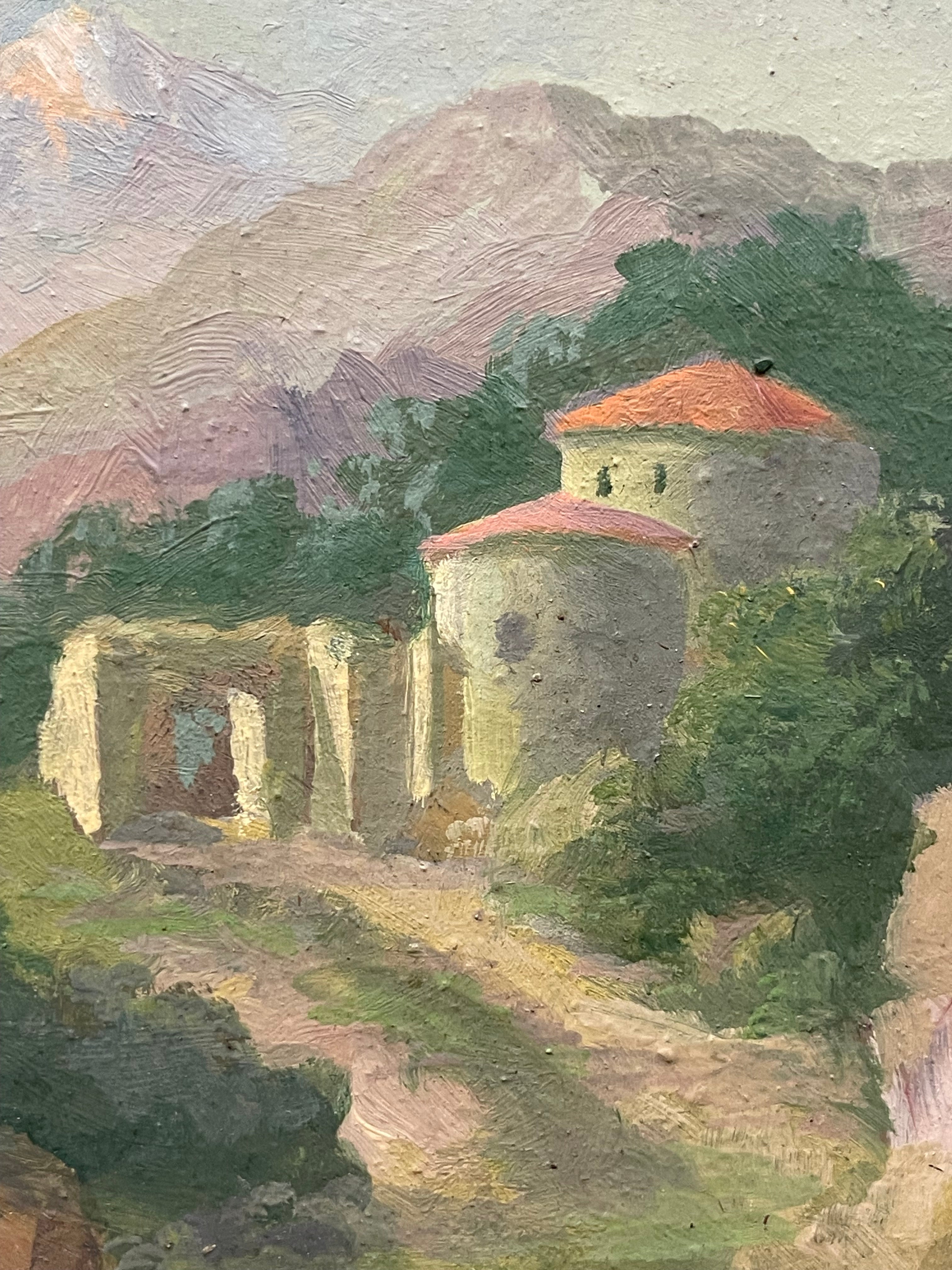 A French Oil on Board Landscape Painting