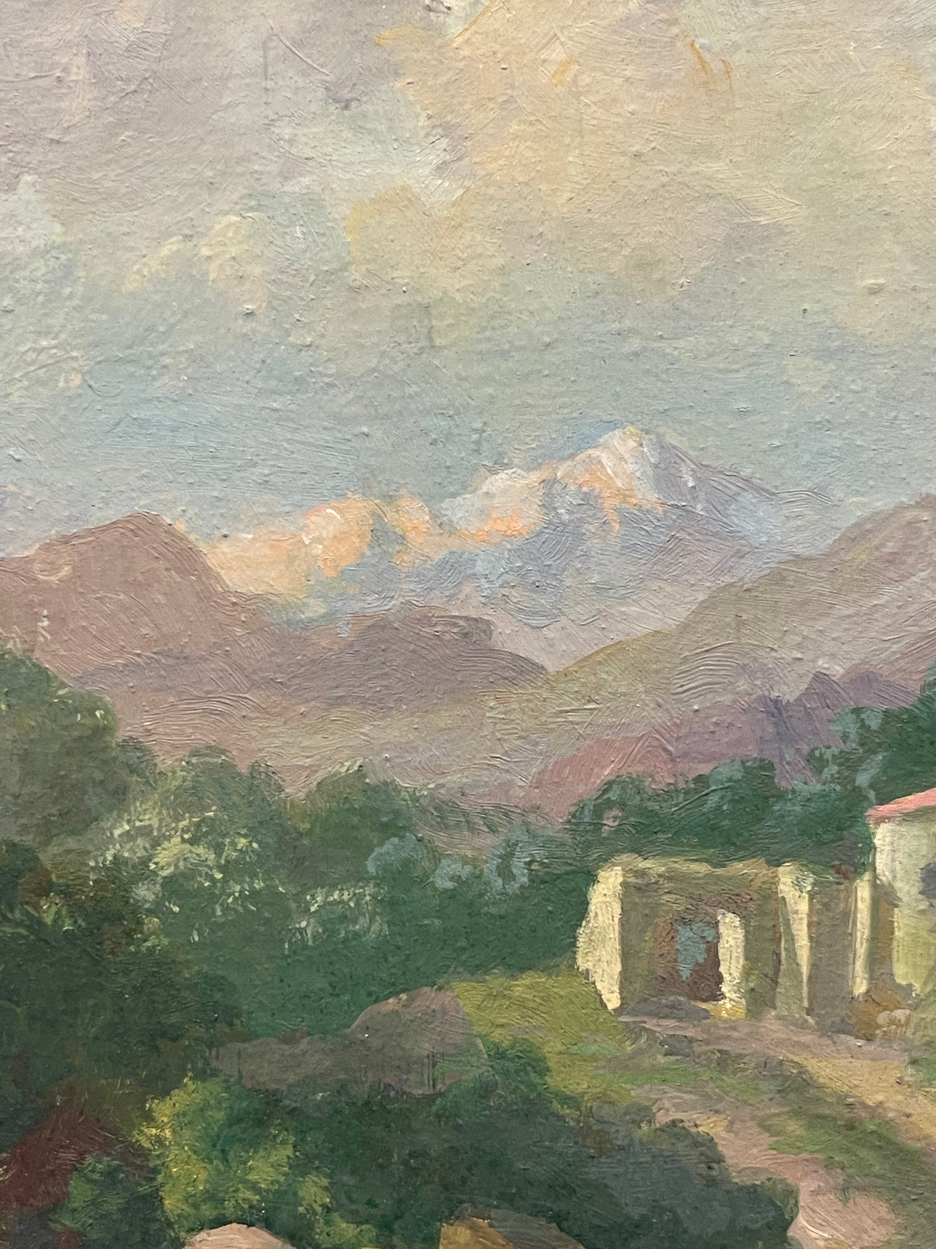A French Oil on Board Landscape Painting