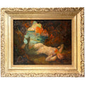 An Oil on Board Painting of a Reclining Mermaid, Signed