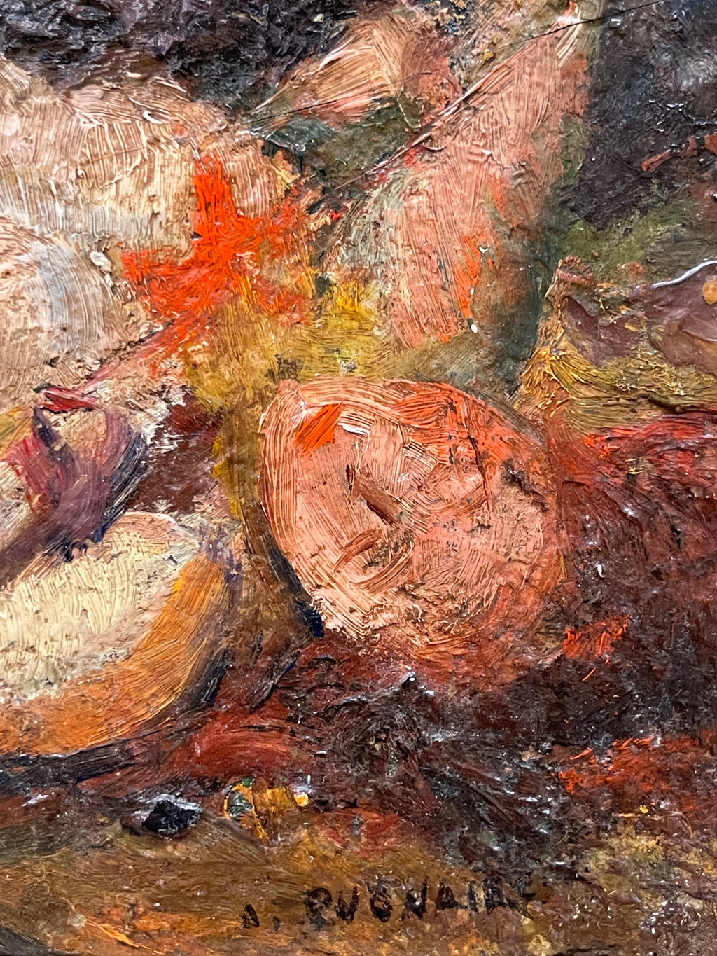 An Oil on Board Painting of a Reclining Mermaid, Signed