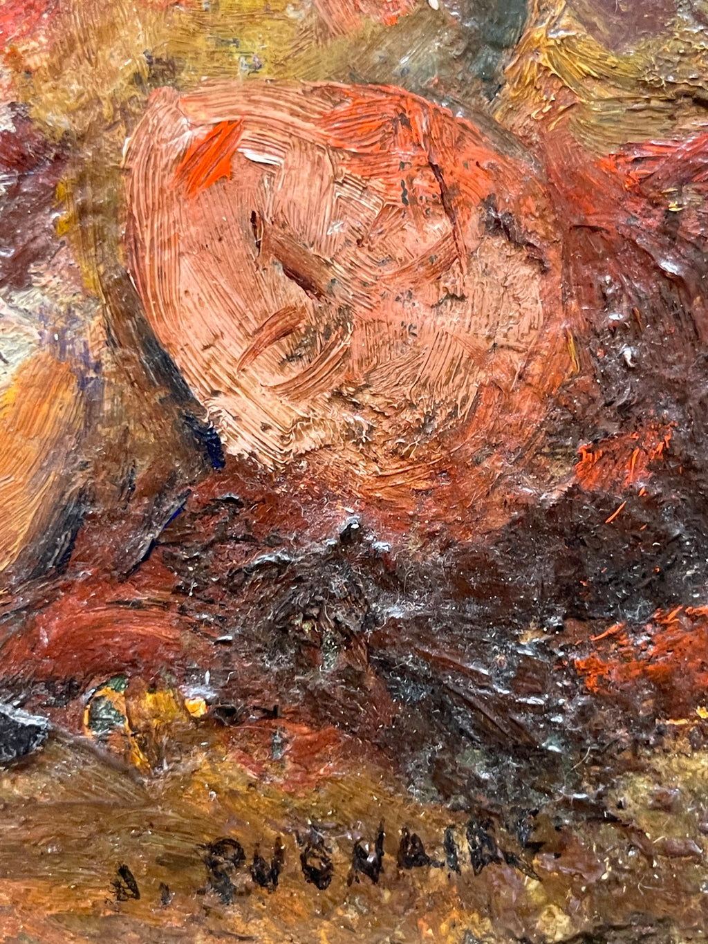 An Oil on Board Painting of a Reclining Mermaid, Signed