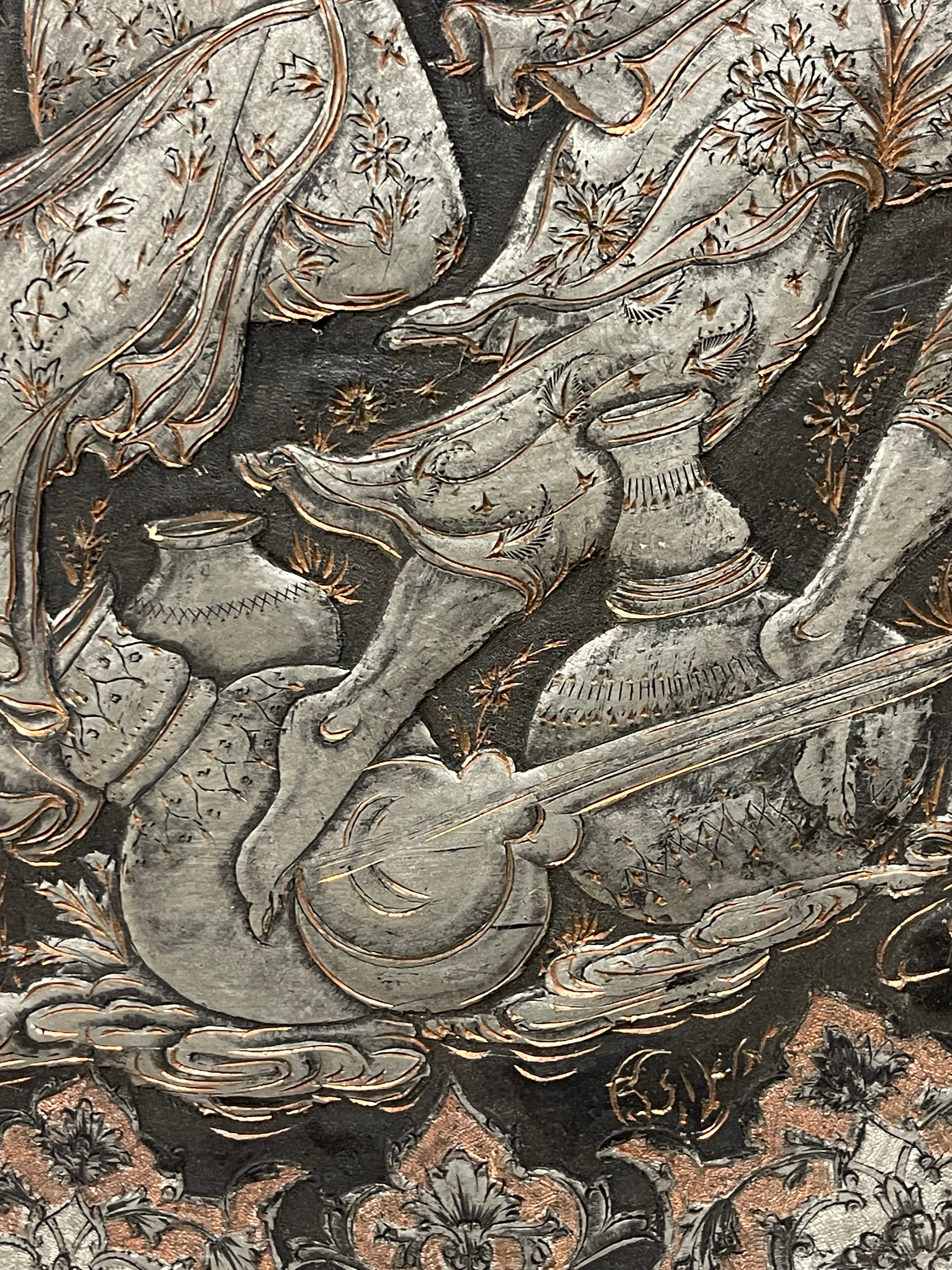 A Large Persian Handmade Tray By Mehdi Alamdary