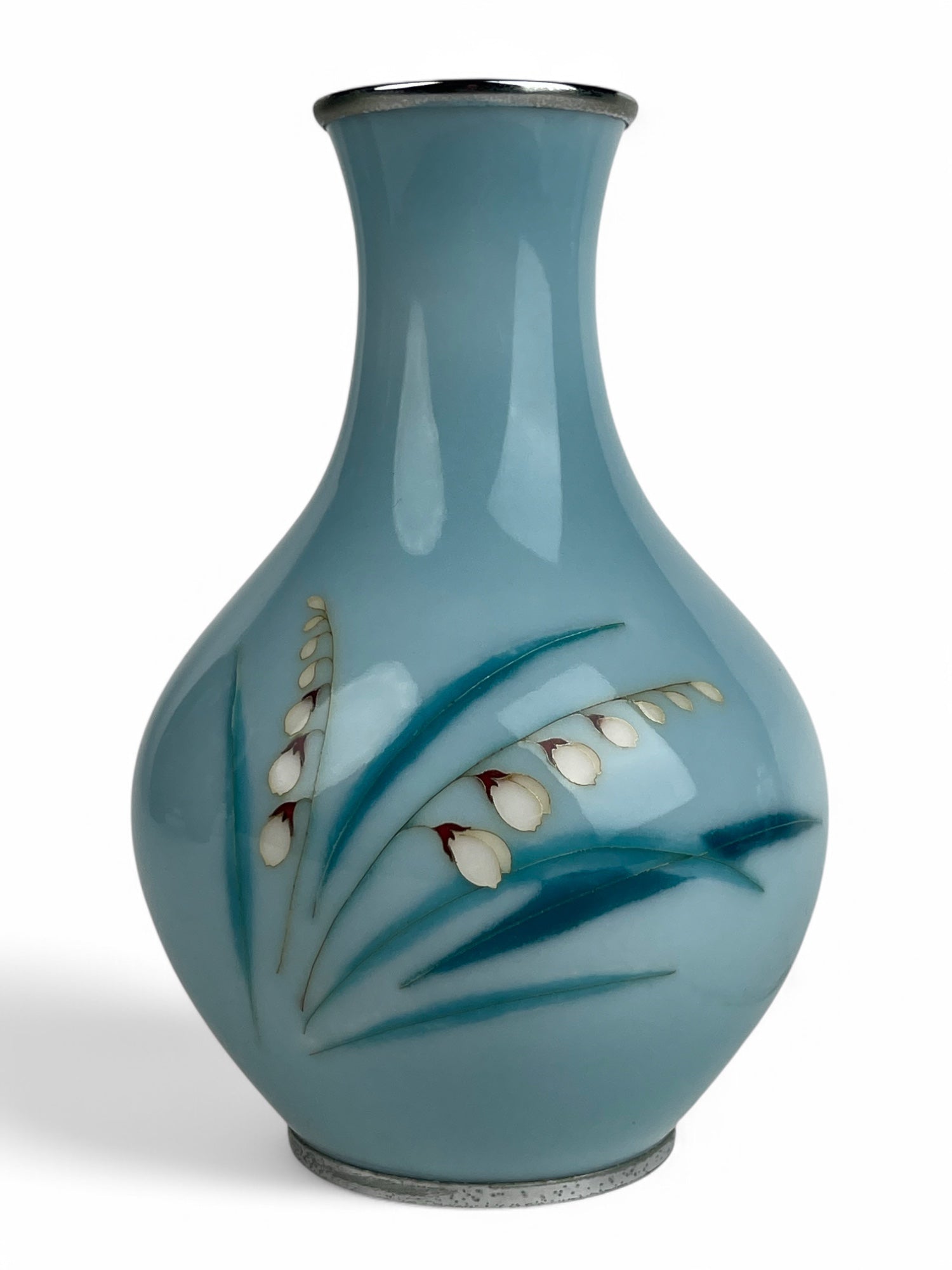 A Japanese Meiji. Silver Mounted Enamel Vase, Signed By The Artist