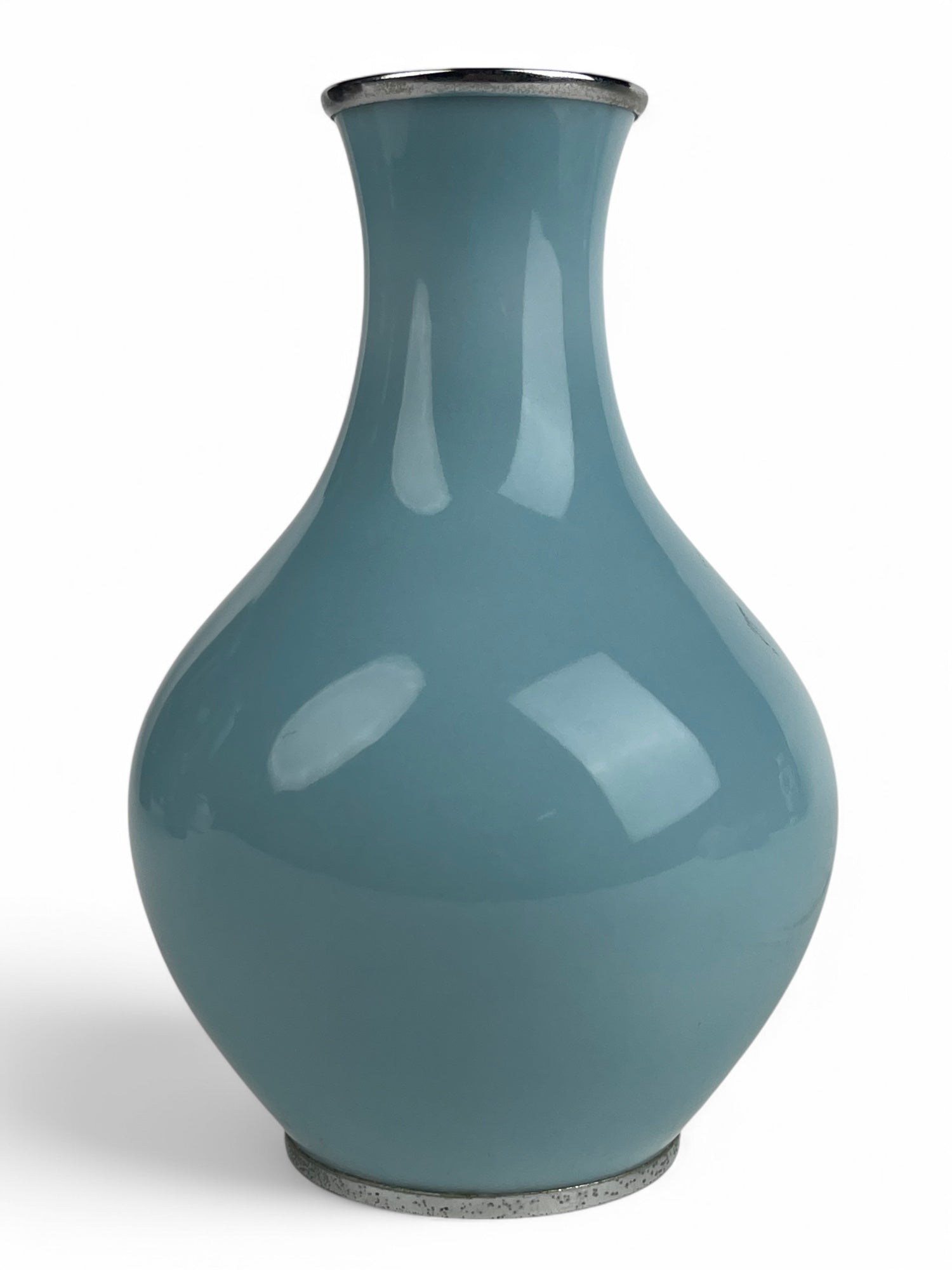 A Japanese Meiji. Silver Mounted Enamel Vase, Signed By The Artist