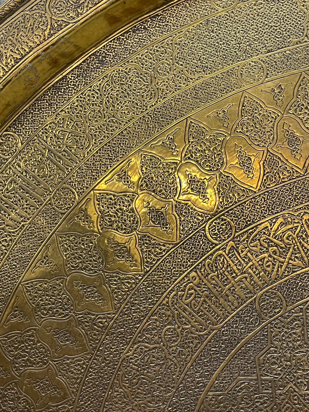 A Middle Eastern Islamic Design Brass Tray with Very Fine Workmanship