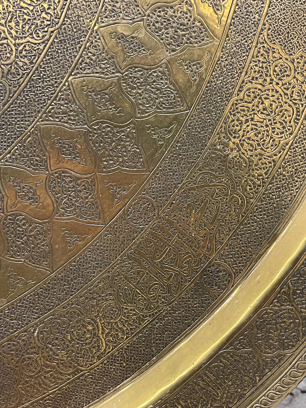 A Middle Eastern Islamic Design Brass Tray with Very Fine Workmanship