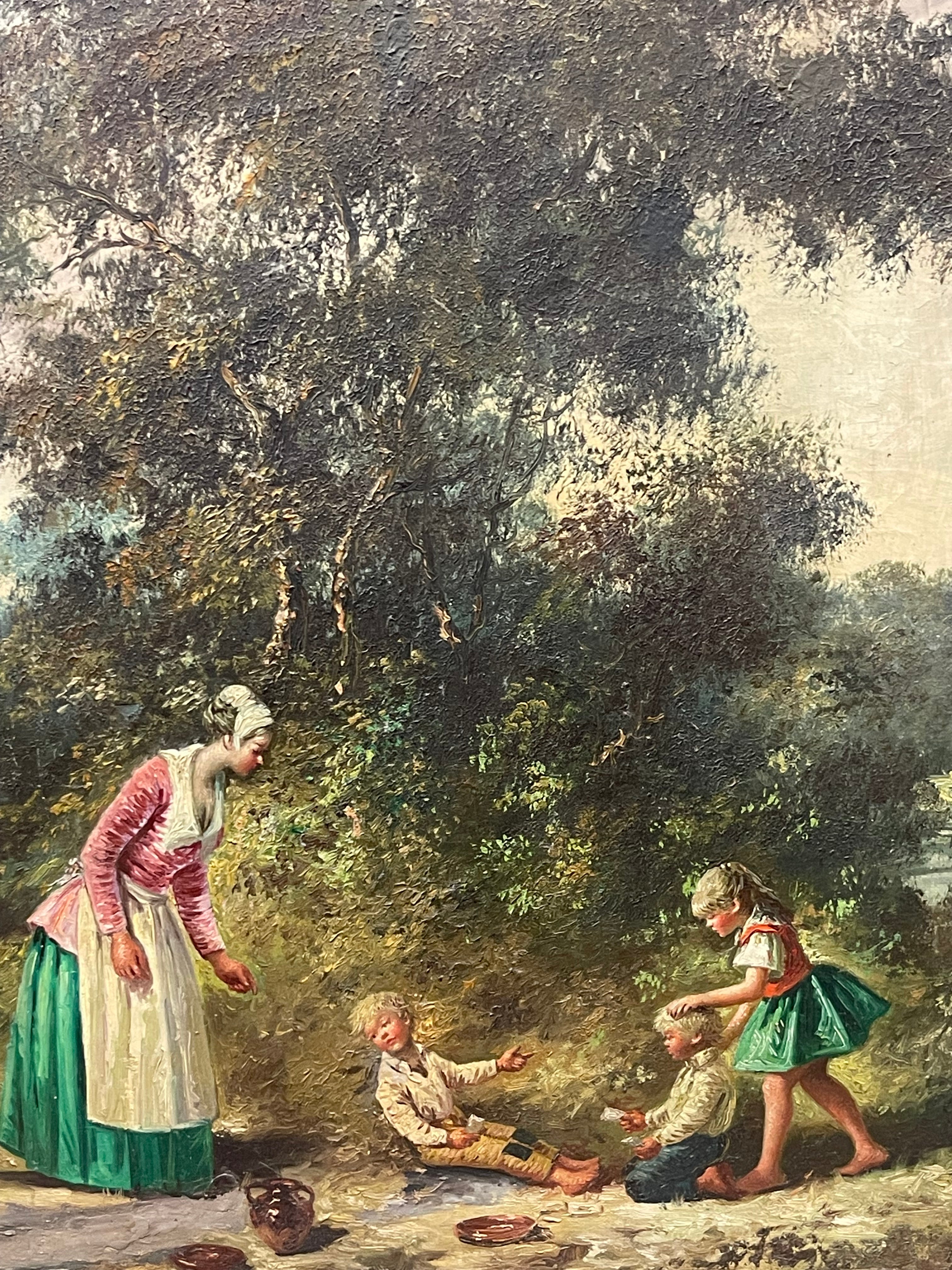 A Big Painting of a Picnic By Miguel Montaner (Spanish, 1917-2017)