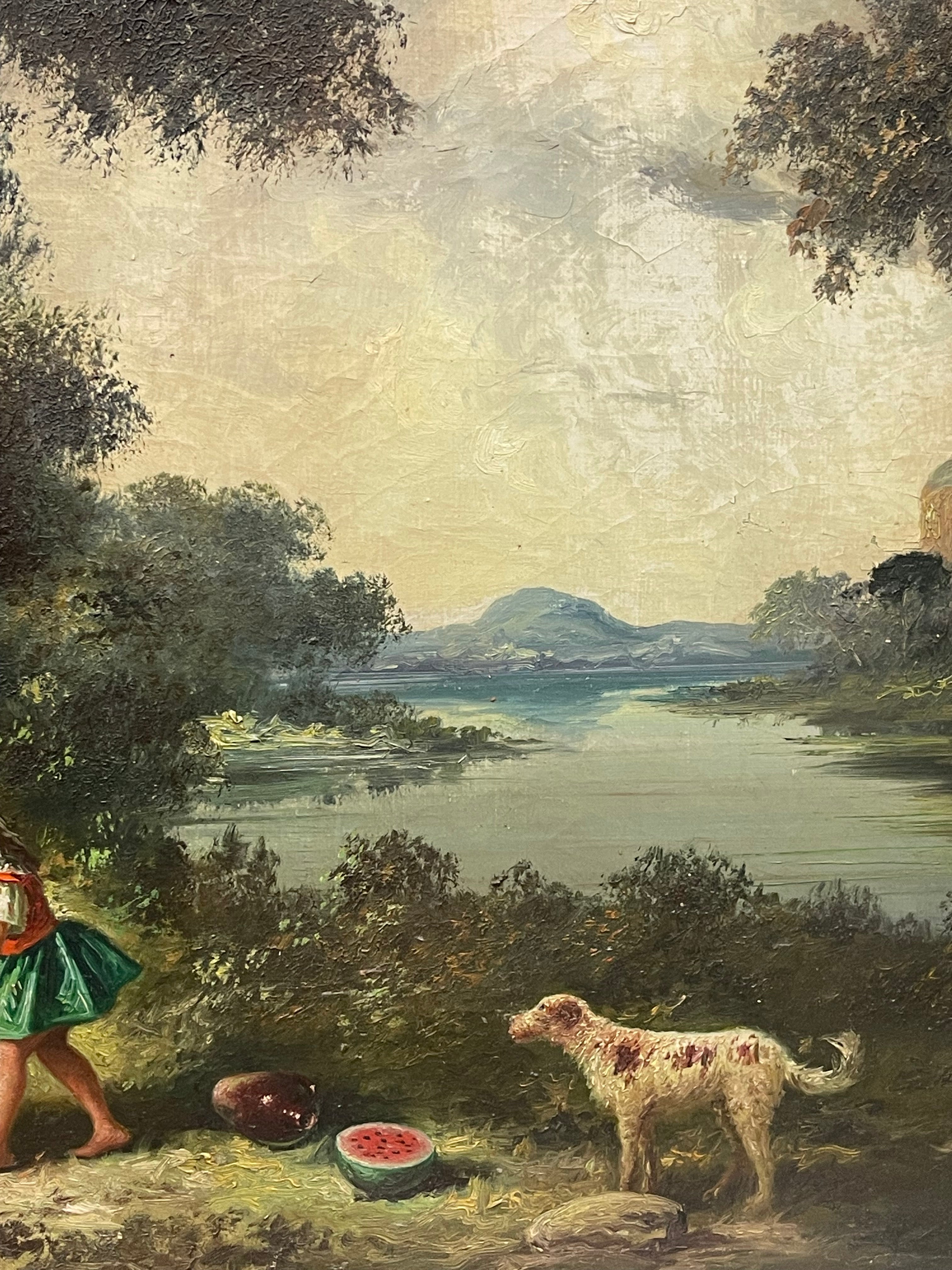 A Big Painting of a Picnic By Miguel Montaner (Spanish, 1917-2017)
