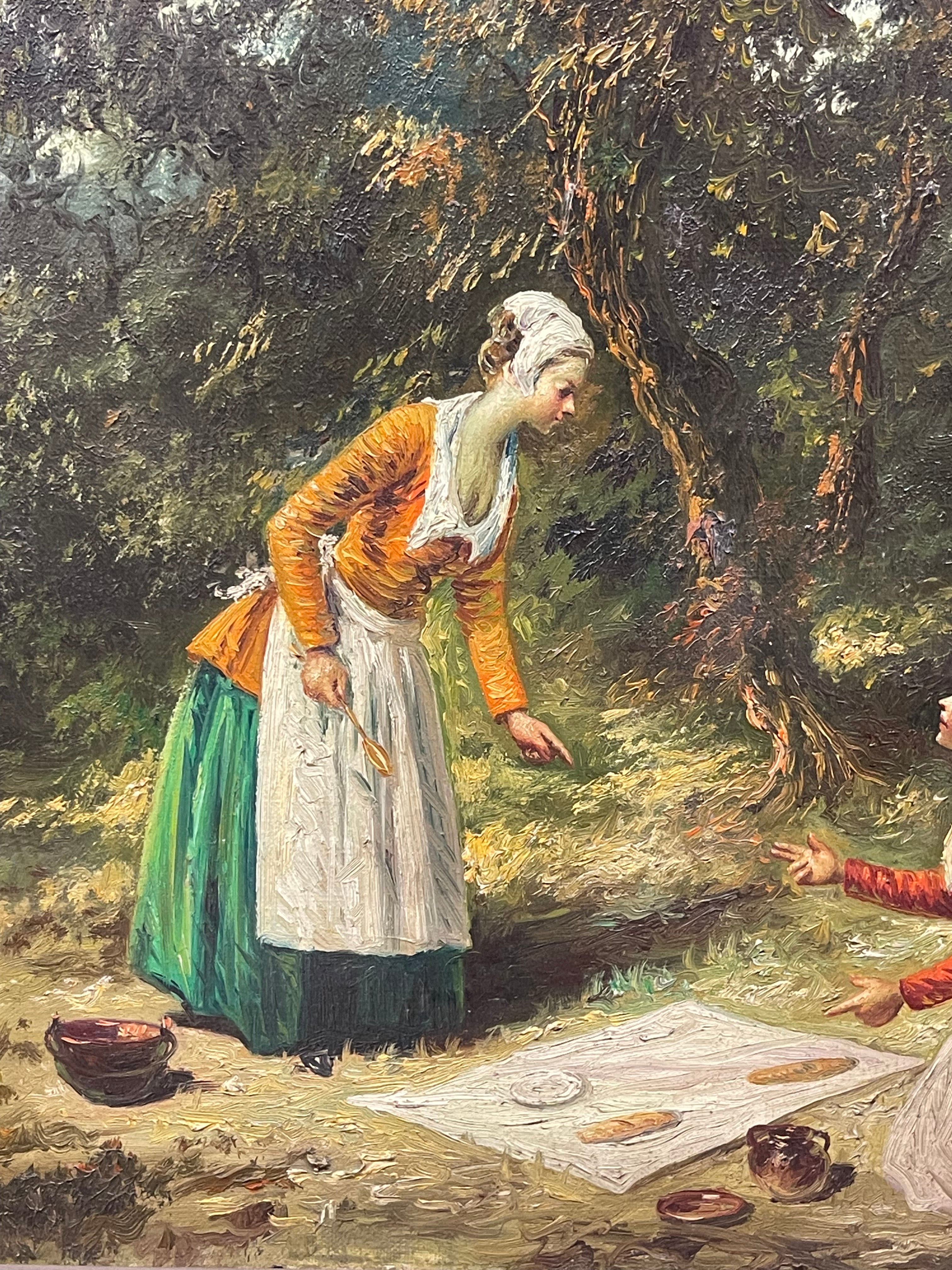 A Big Painting of a Picnic By Miguel Montaner (Spanish, 1917-2017)