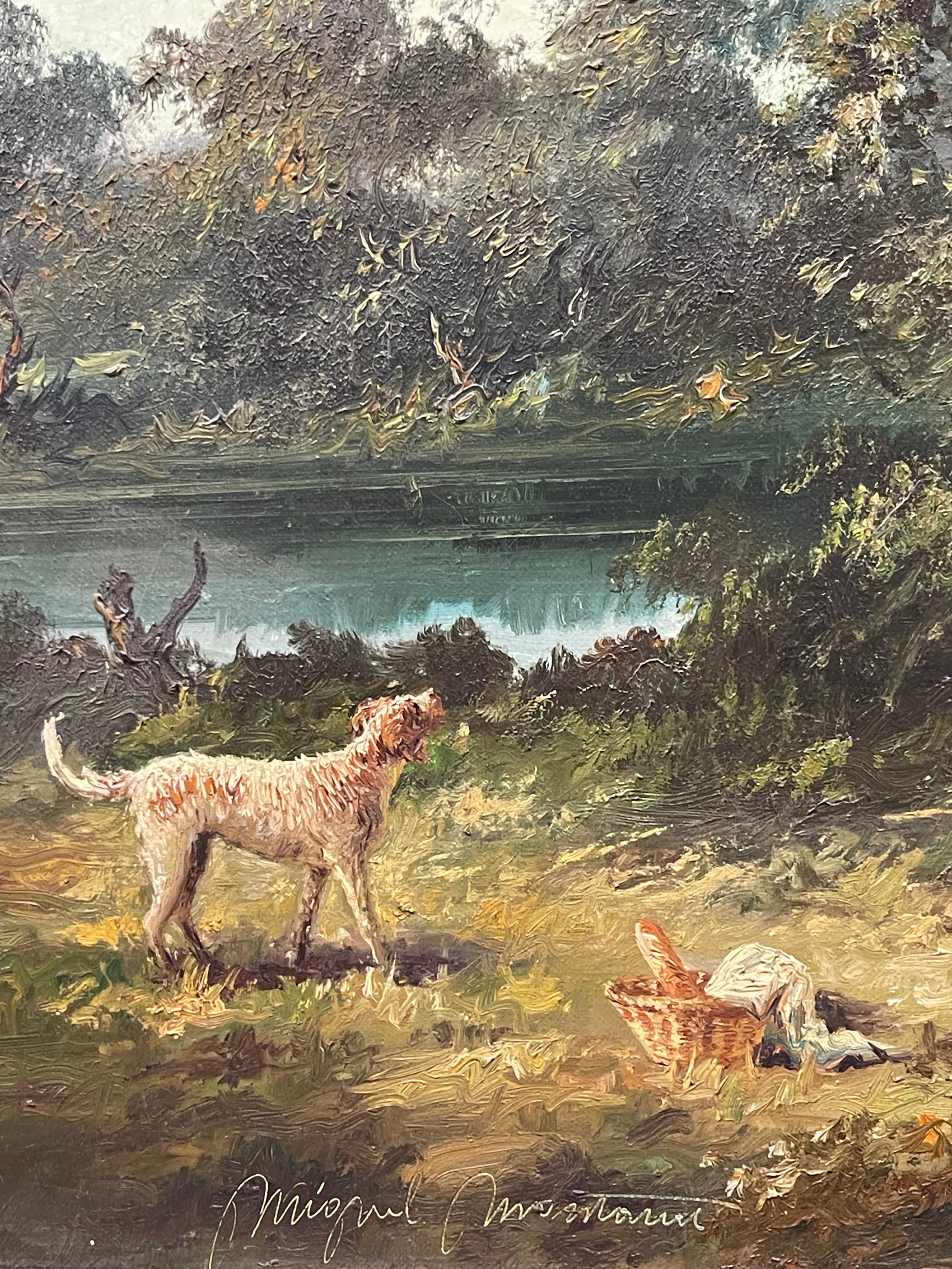 A Big Painting of a Picnic By Miguel Montaner (Spanish, 1917-2017)