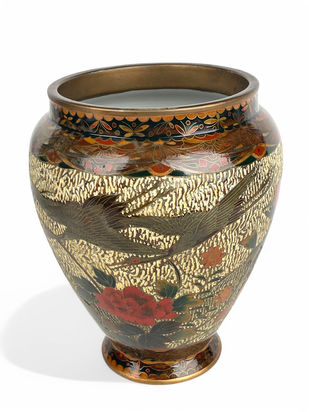 A Japanese Meiji Wired Inlaid Enamel Porcelain Vase