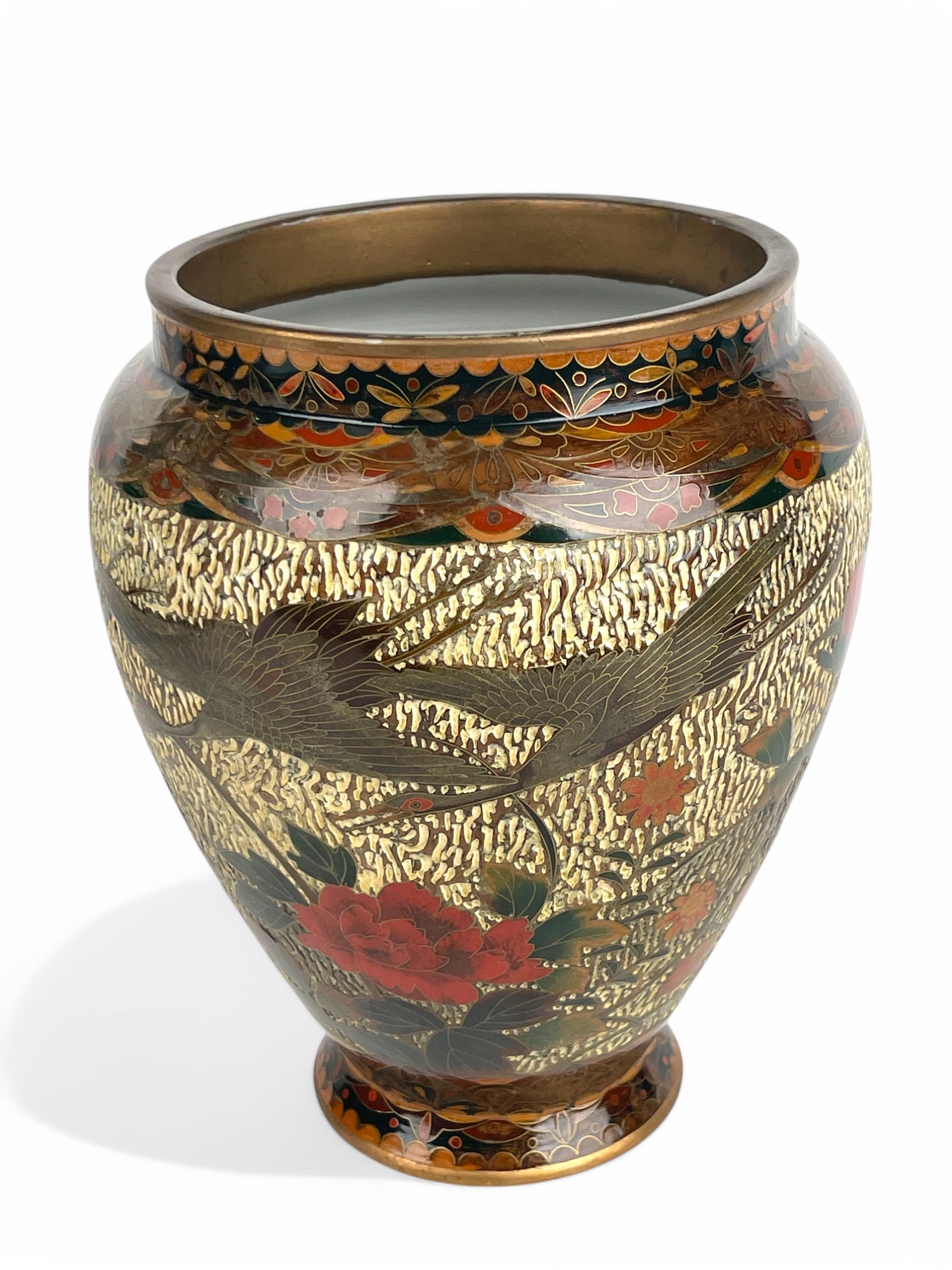 A Japanese Meiji Wired Inlaid Enamel Porcelain Vase