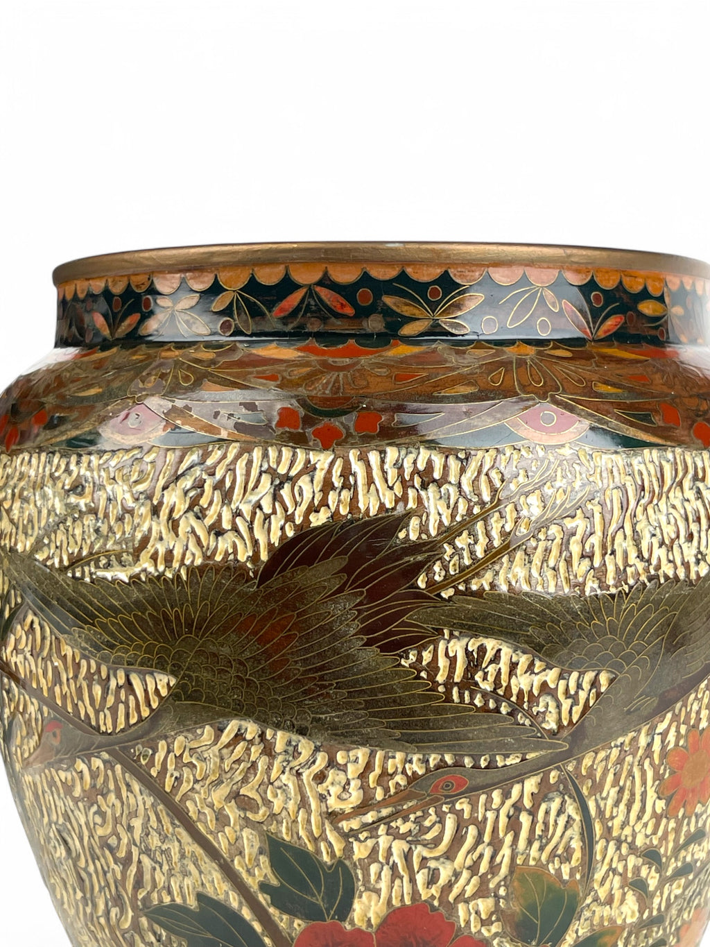 A Japanese Meiji Wired Inlaid Enamel Porcelain Vase