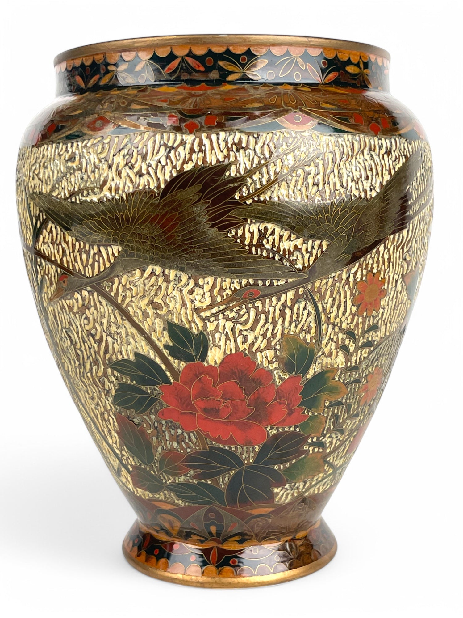 A Japanese Meiji Wired Inlaid Enamel Porcelain Vase