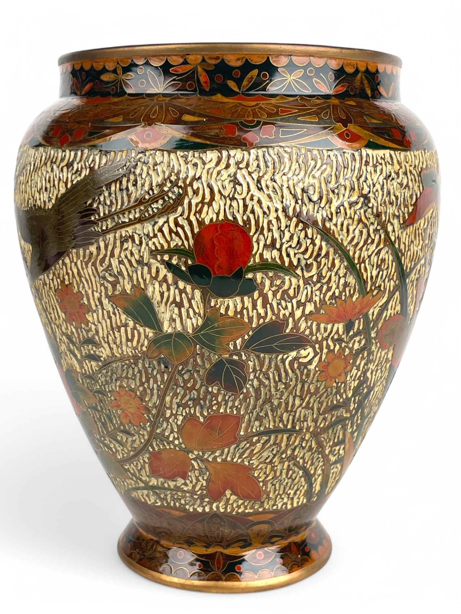 A Japanese Meiji Wired Inlaid Enamel Porcelain Vase