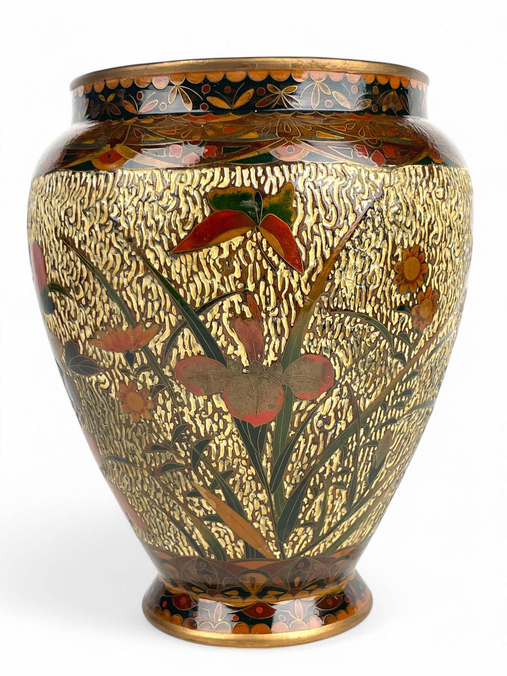 A Japanese Meiji Wired Inlaid Enamel Porcelain Vase