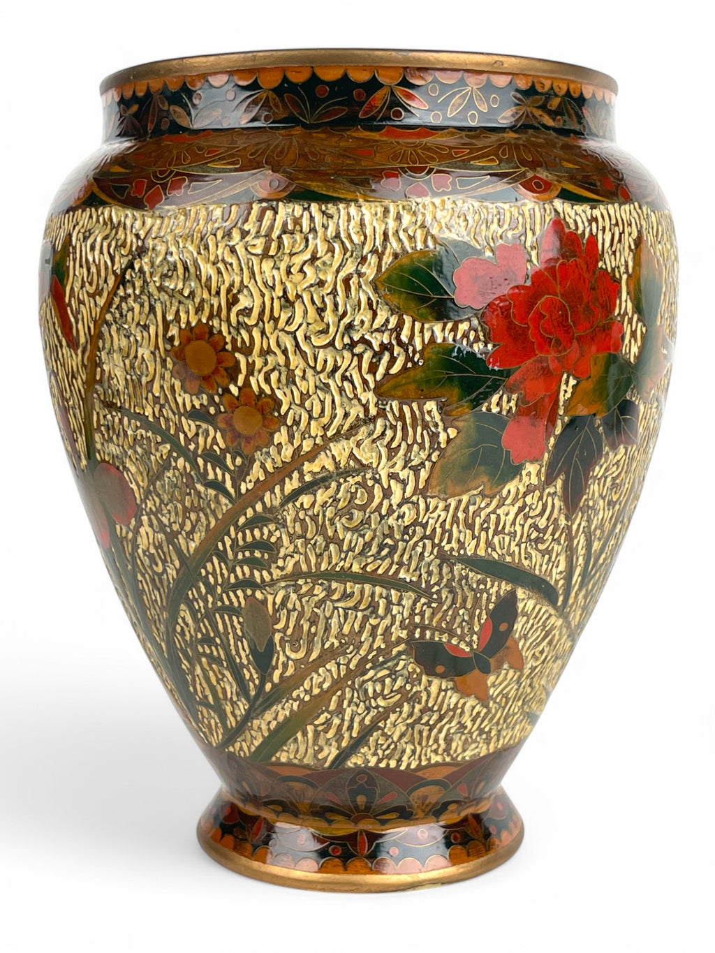 A Japanese Meiji Wired Inlaid Enamel Porcelain Vase