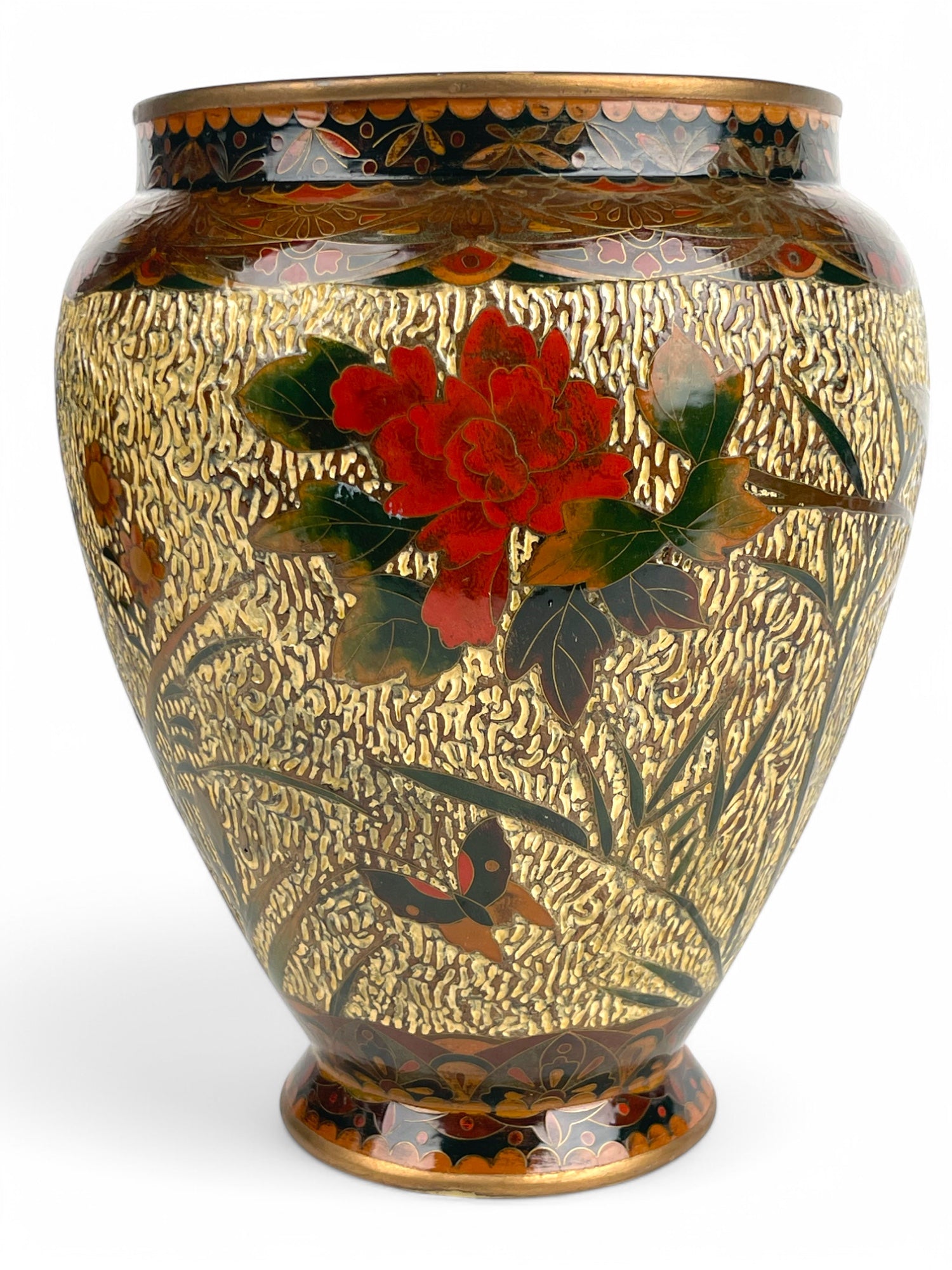 A Japanese Meiji Wired Inlaid Enamel Porcelain Vase