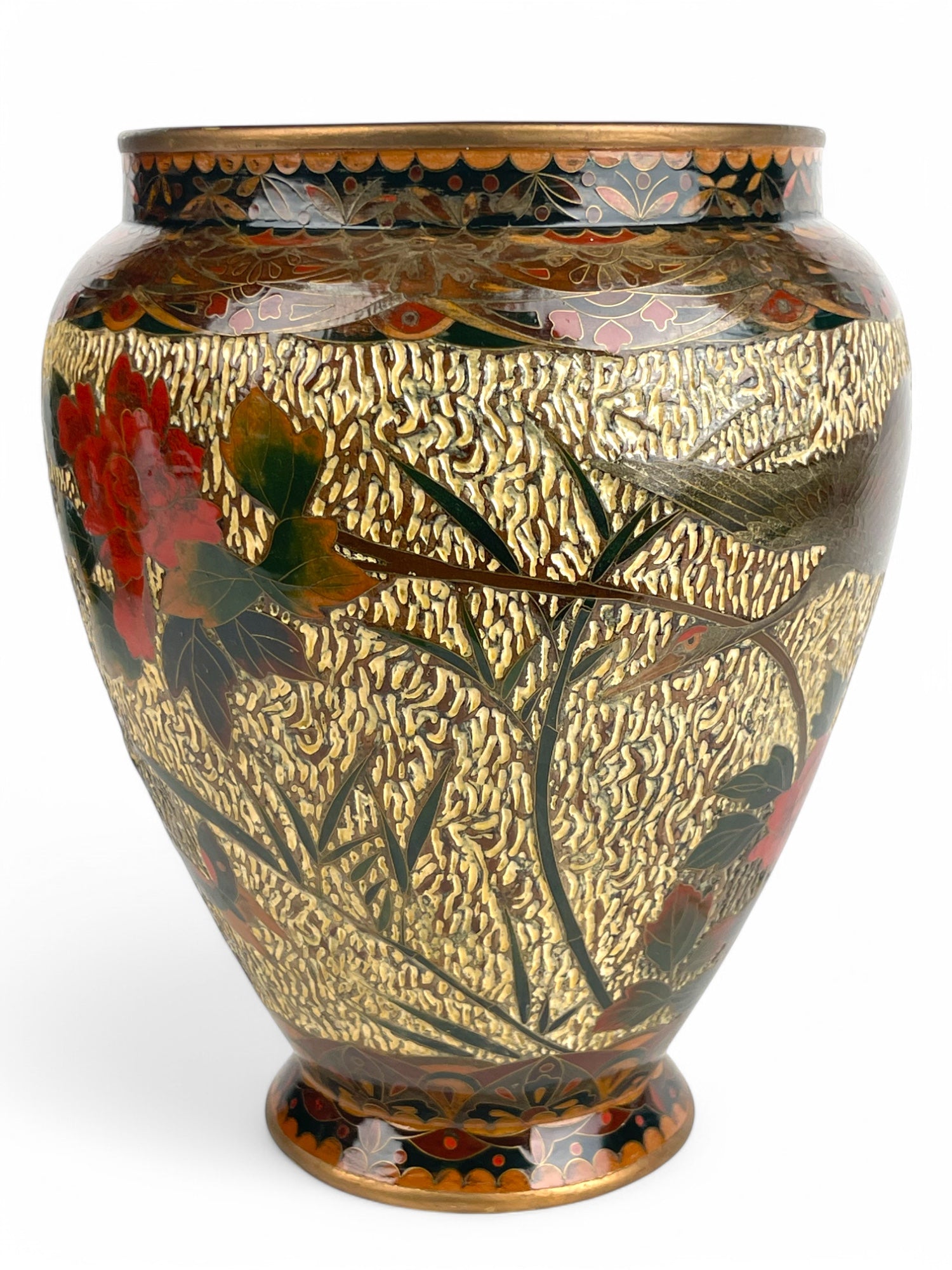 A Japanese Meiji Wired Inlaid Enamel Porcelain Vase