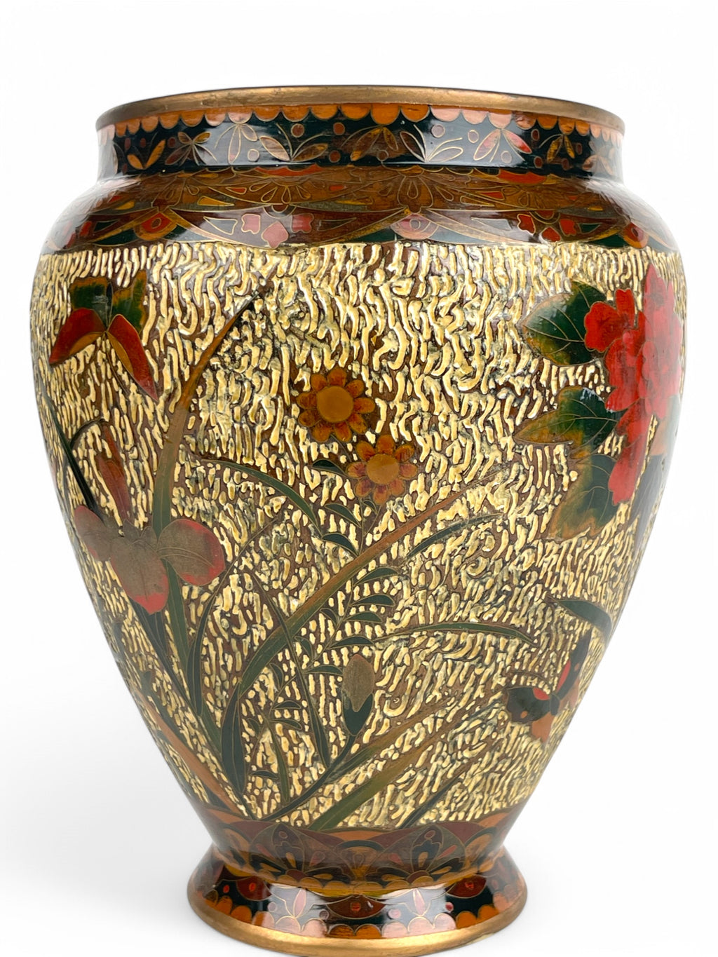 A Japanese Meiji Wired Inlaid Enamel Porcelain Vase