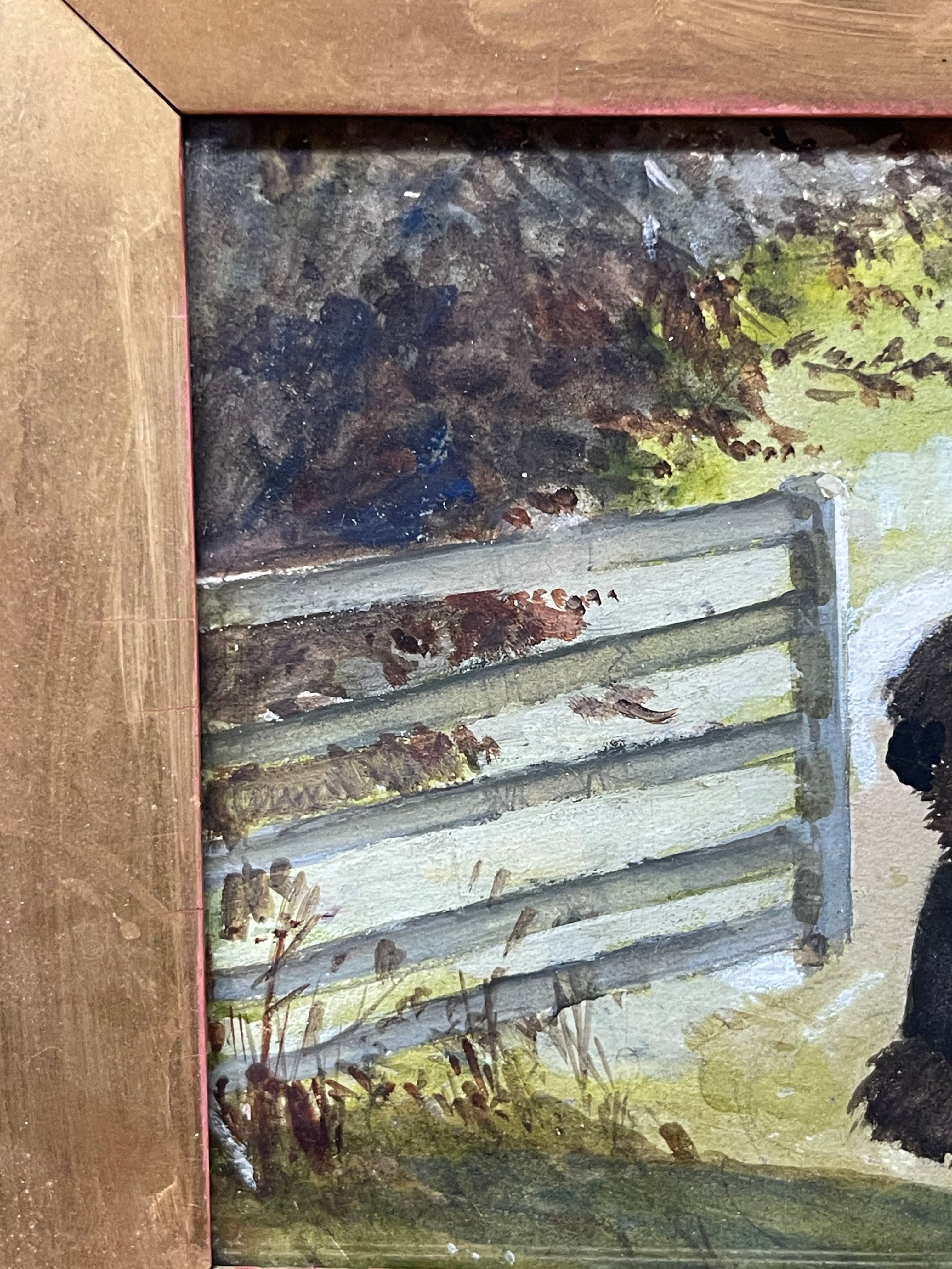 A Young Girl in a Rural Setting Framed in a Gilded Wooden Frame by G.Langham